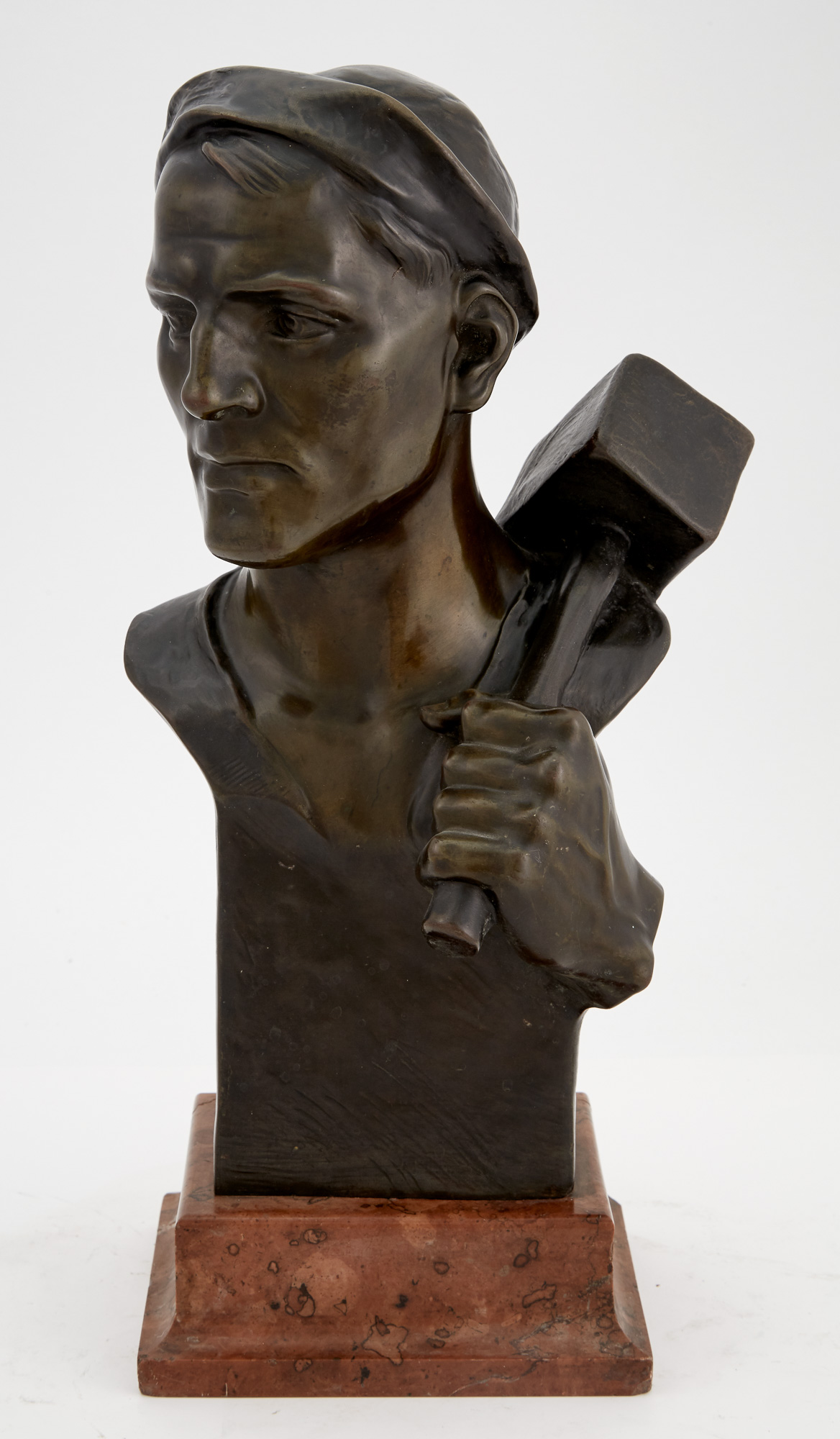 Lot image - Austrian Patinated Bronze Bust of a Laborer