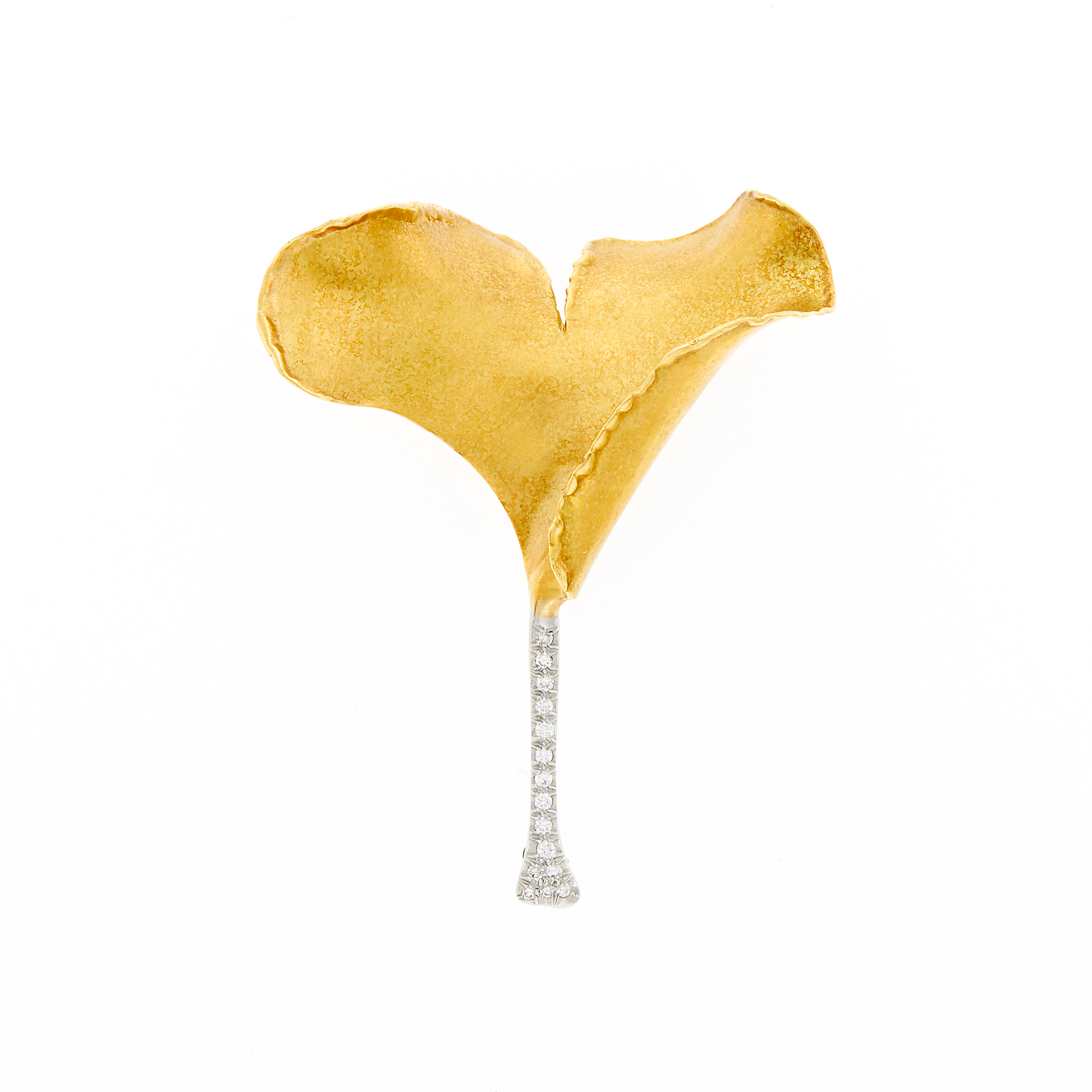 Lot image - Tiffany & Co. Gold, Platinum and Diamond Ginkgo Leaf Brooch