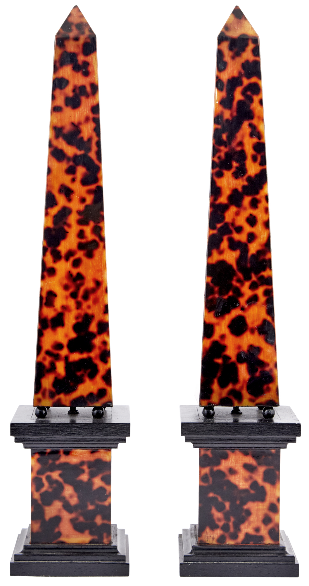 Lot image - Pair of Faux Tortoiseshell Obelisks