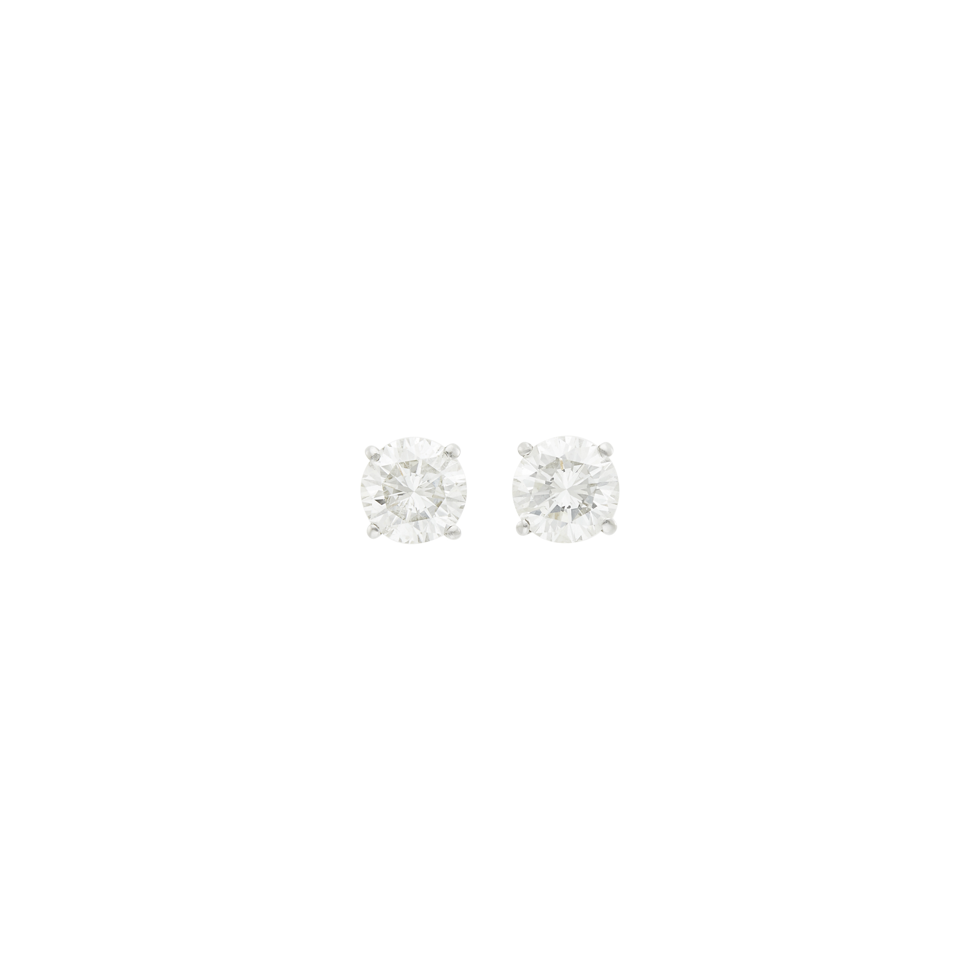 Lot image - Pair of Platinum and Diamond Stud Earrings