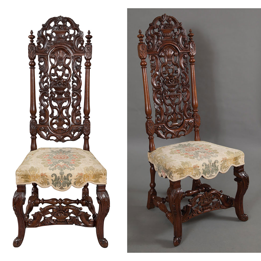 Lot image - Pair of Anglo-Dutch Walnut Side Chairs
