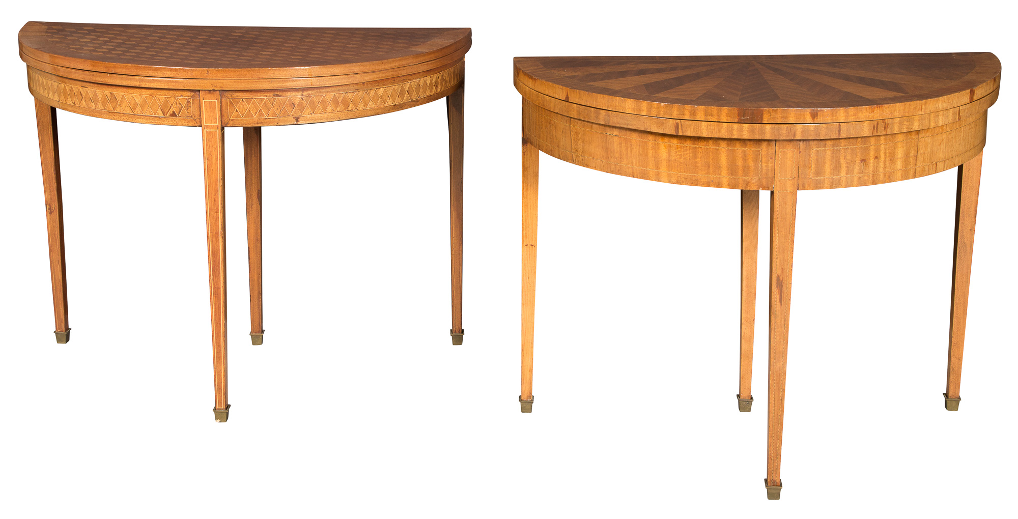 Lot image - Two Continental Walnut Parquetry Games Tables