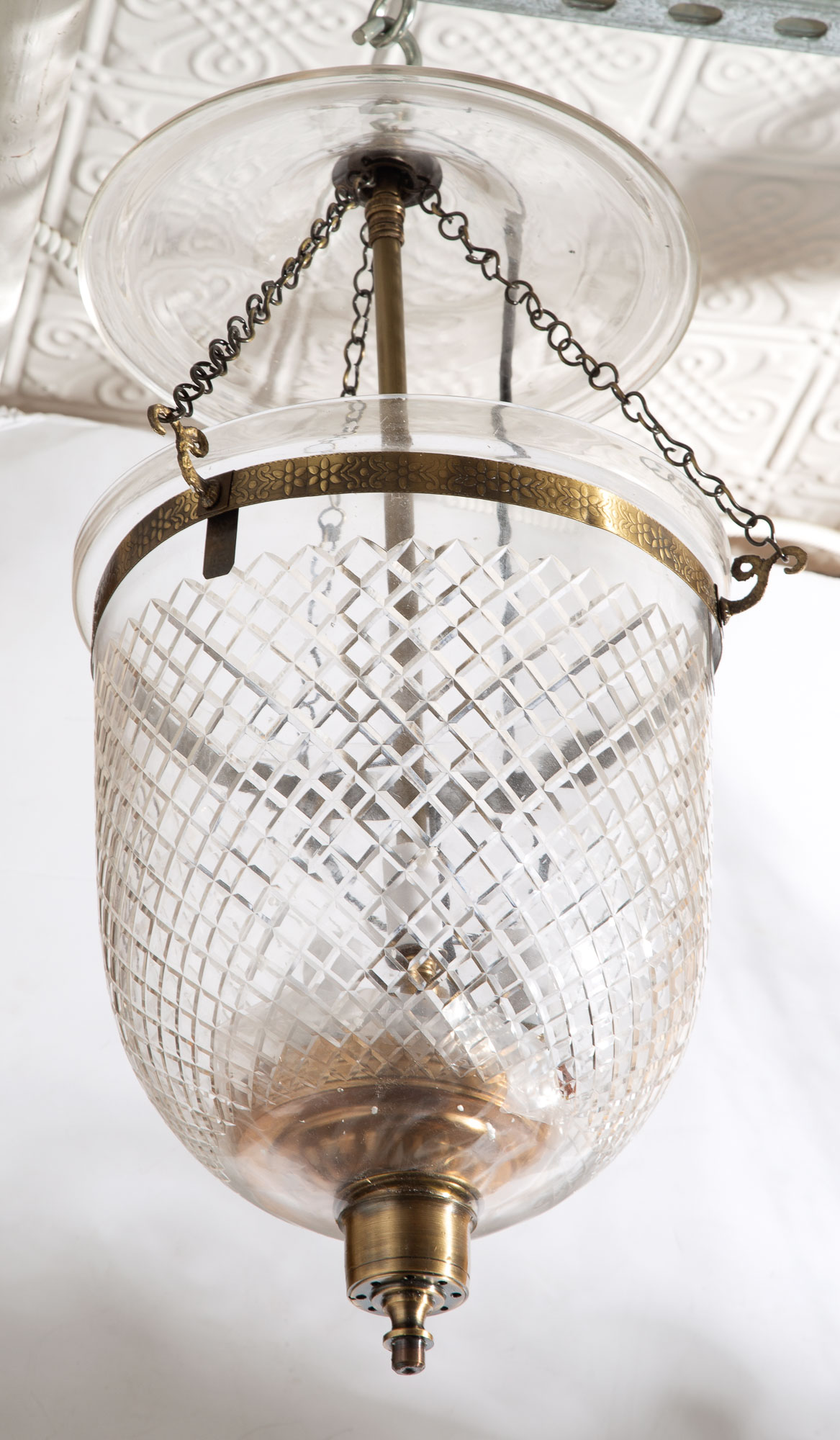 Lot image - Georgian Style Gilt-Metal and Molded Glass Hall Lantern