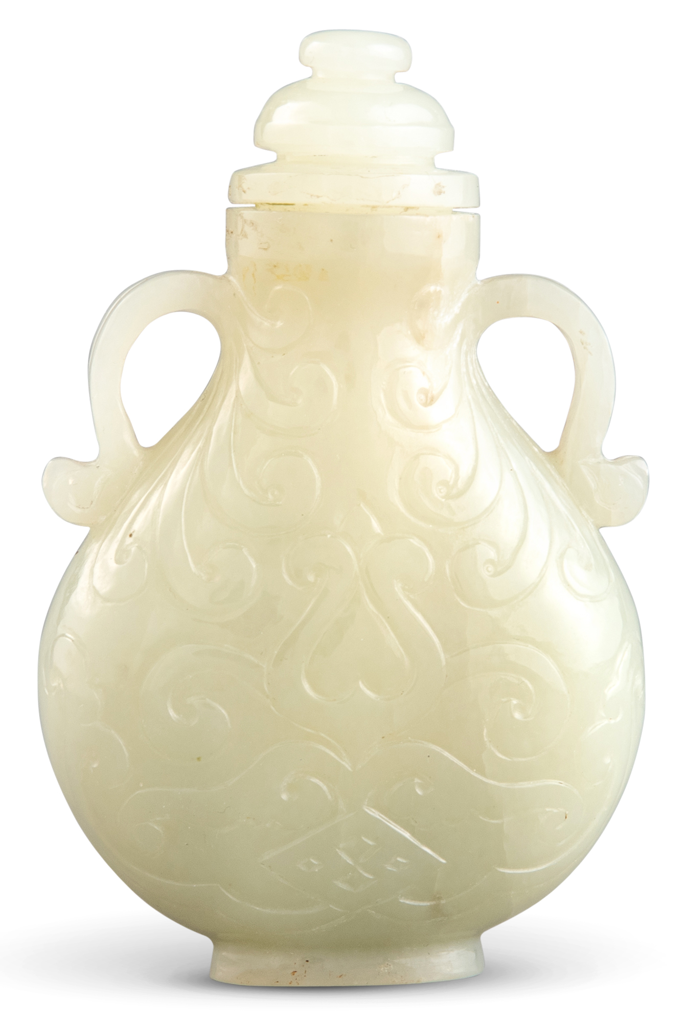 Lot image - A Chinese White Jade Vase and Cover