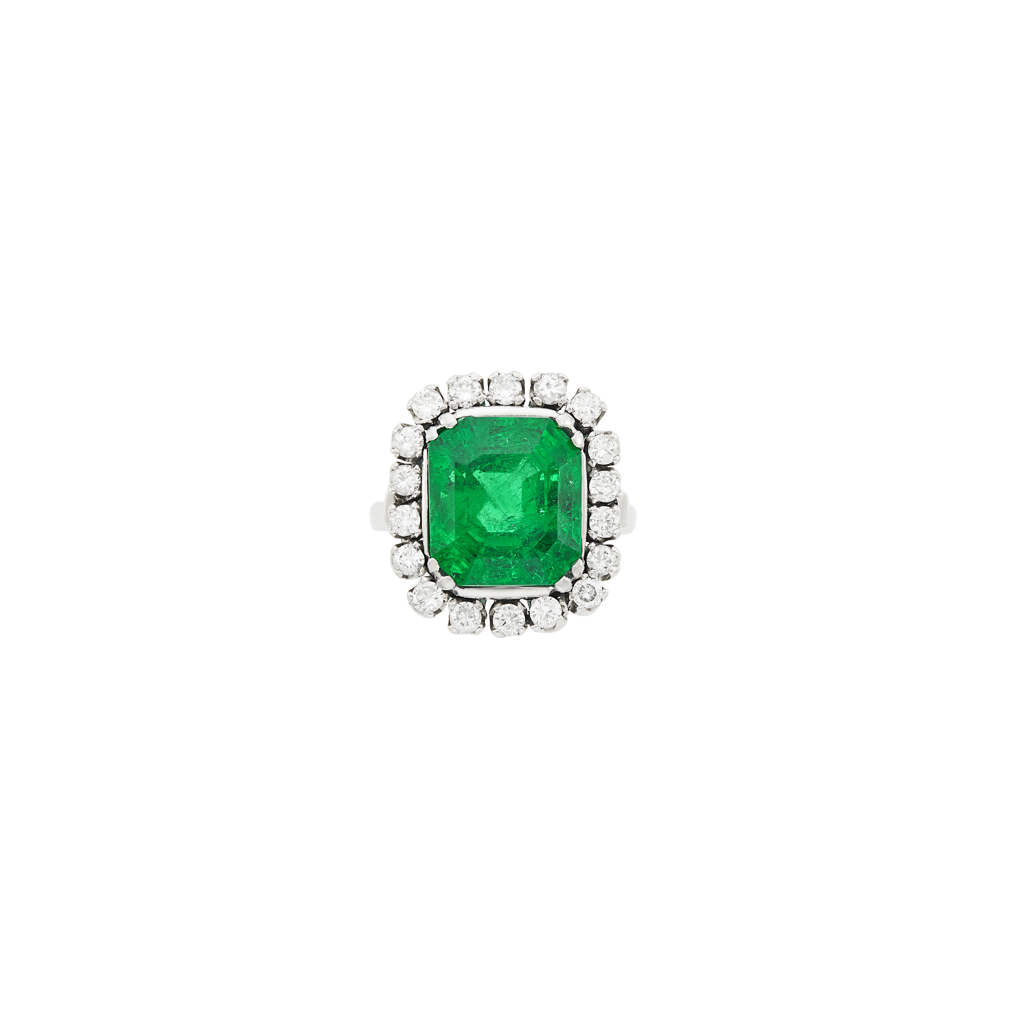 Lot image - Platinum, Emerald and Diamond Ring