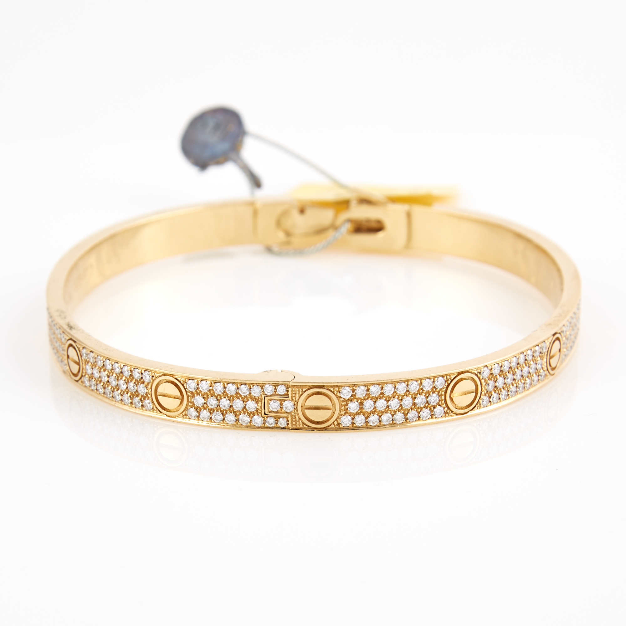 Lot image - Diamond Rigid Bracelet, 276 diamonds about 3.00 cts., 18K 33 dwt., signed Cartier with box and paper