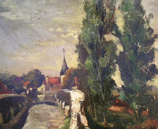 Lot image - French School 20th Century VILLAGE ROAD