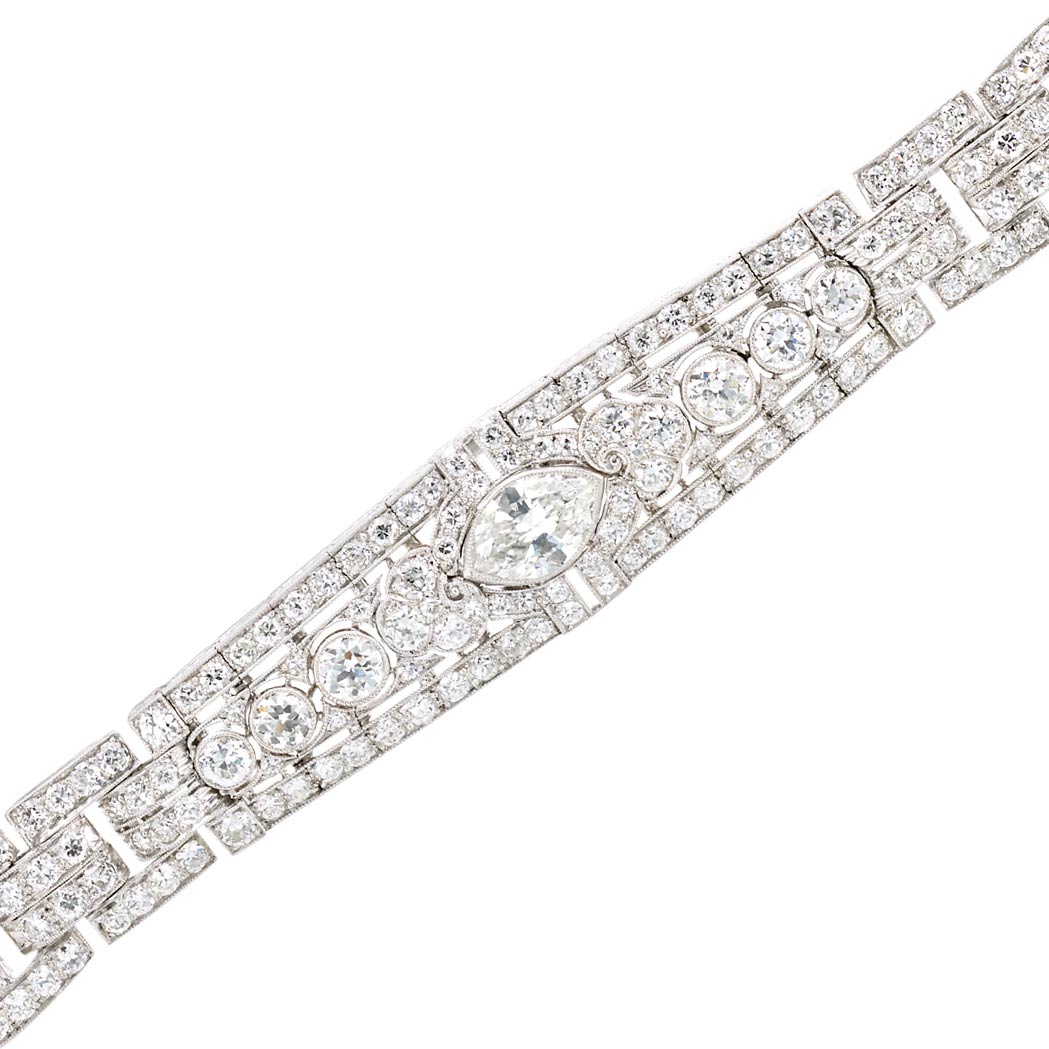 Lot image - Art Deco Platinum and Diamond Bracelet, Oscar Heyman & Brothers