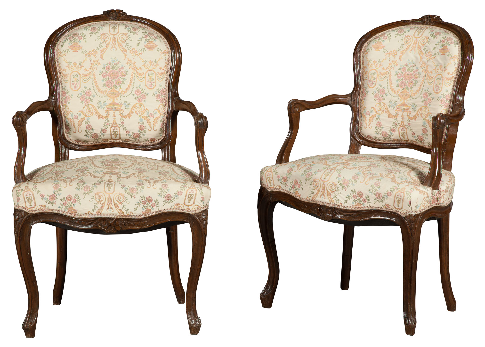Lot image - Pair of Louis XV Painted Armchairs