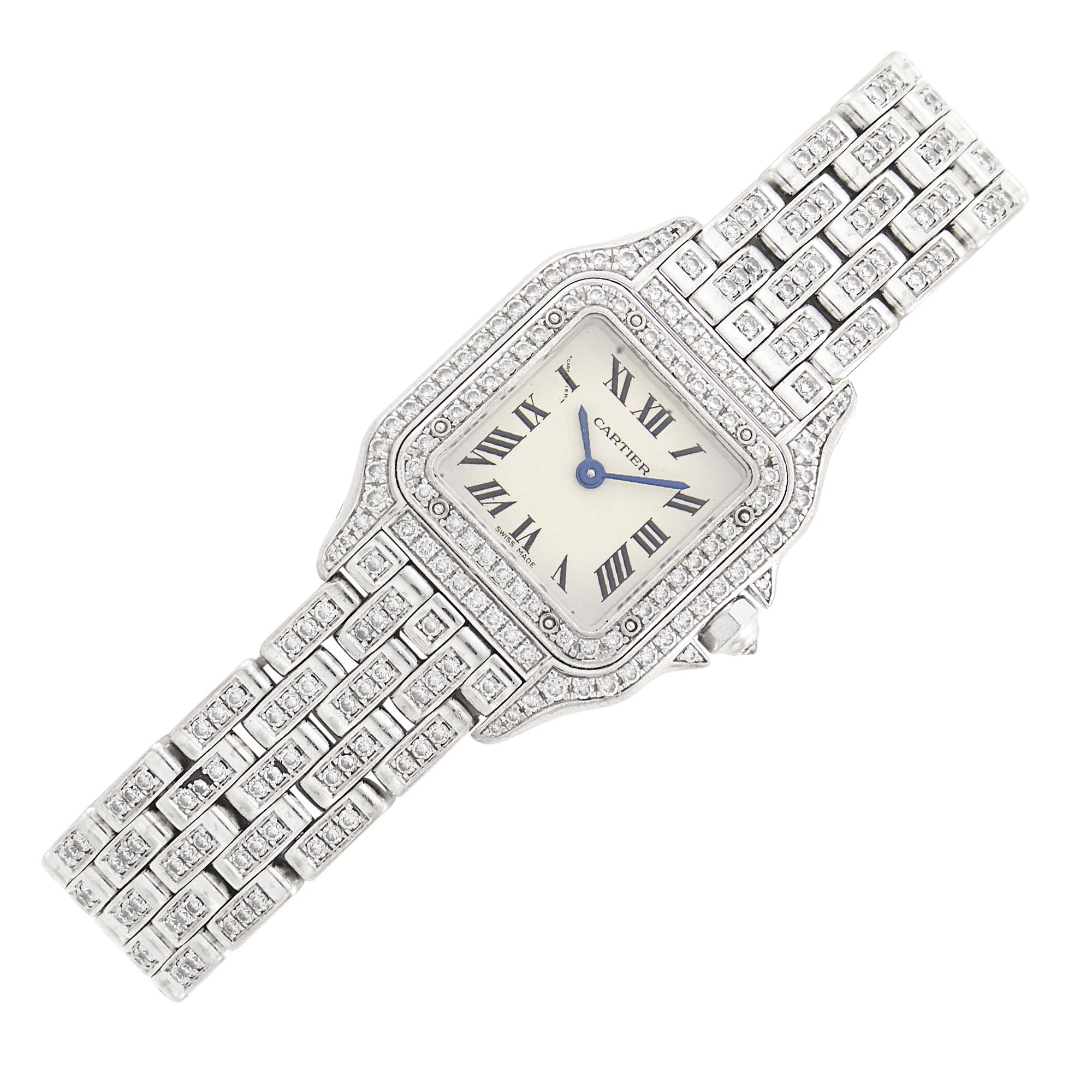 Lot image - Cartier White Gold and Diamond Panthère Wristwatch, Ref. 1660