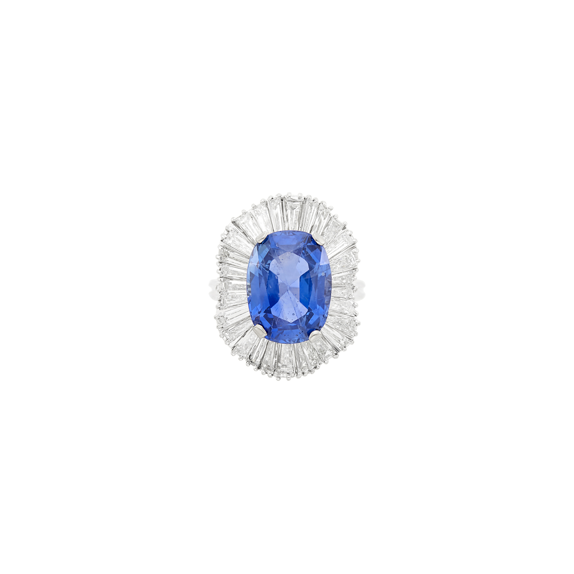 Lot image - Platinum, Sapphire and Diamond Ballerina Ring
