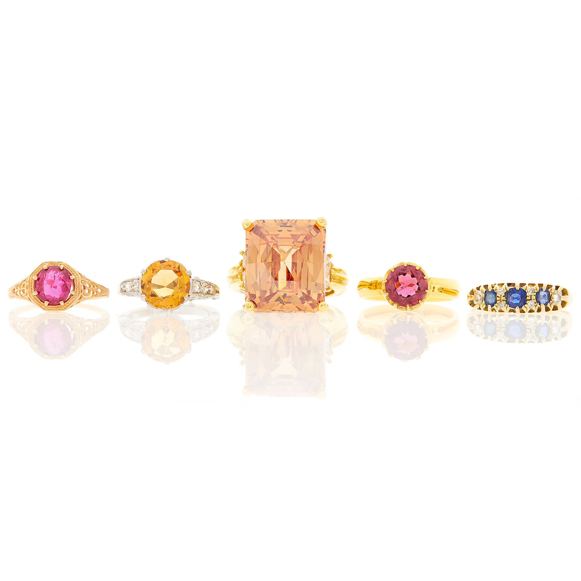 Lot image - Group of Gold, Gem-Set and Diamond Rings