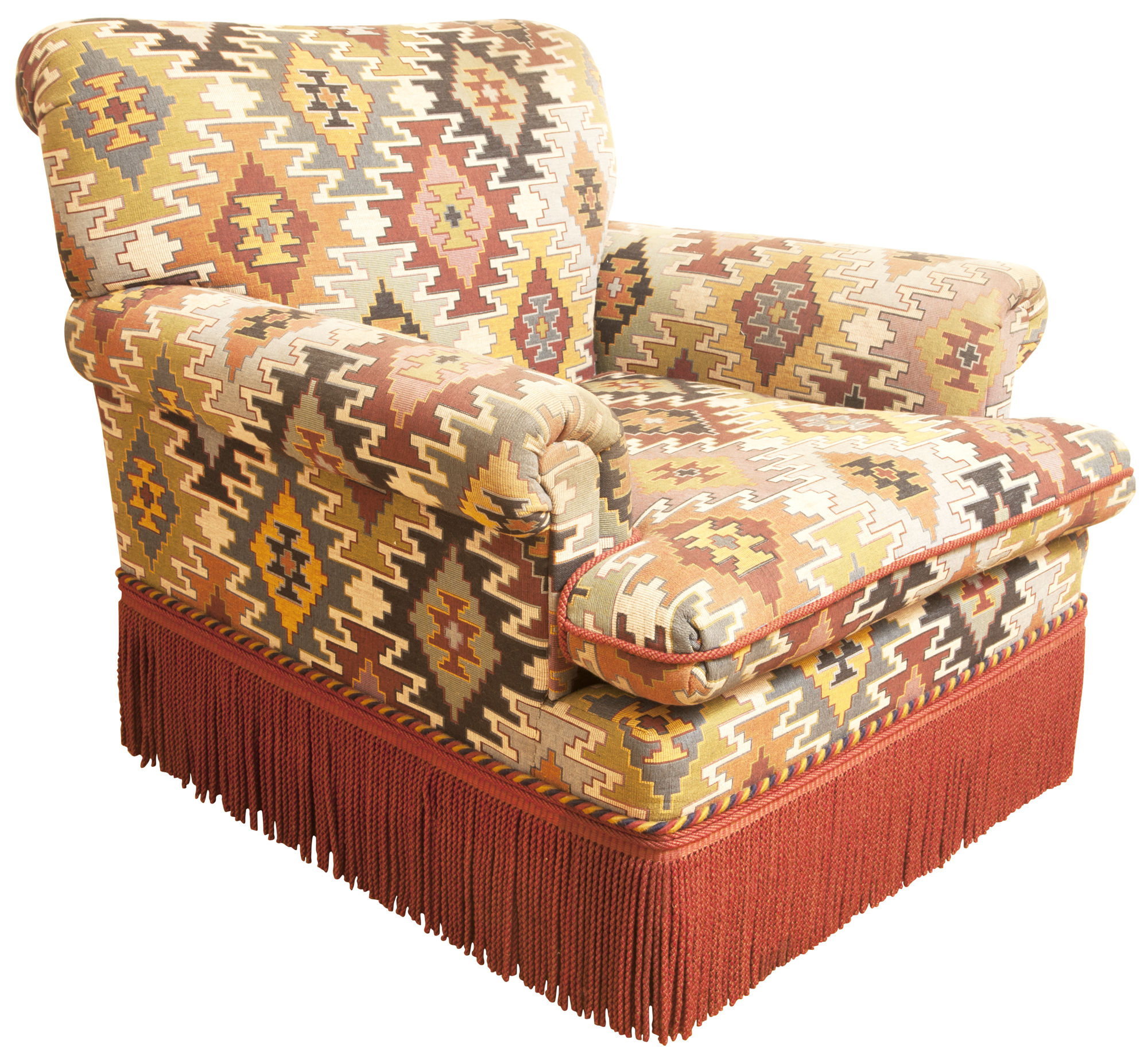Lot image - Kilim-Style Upholstered Armchair