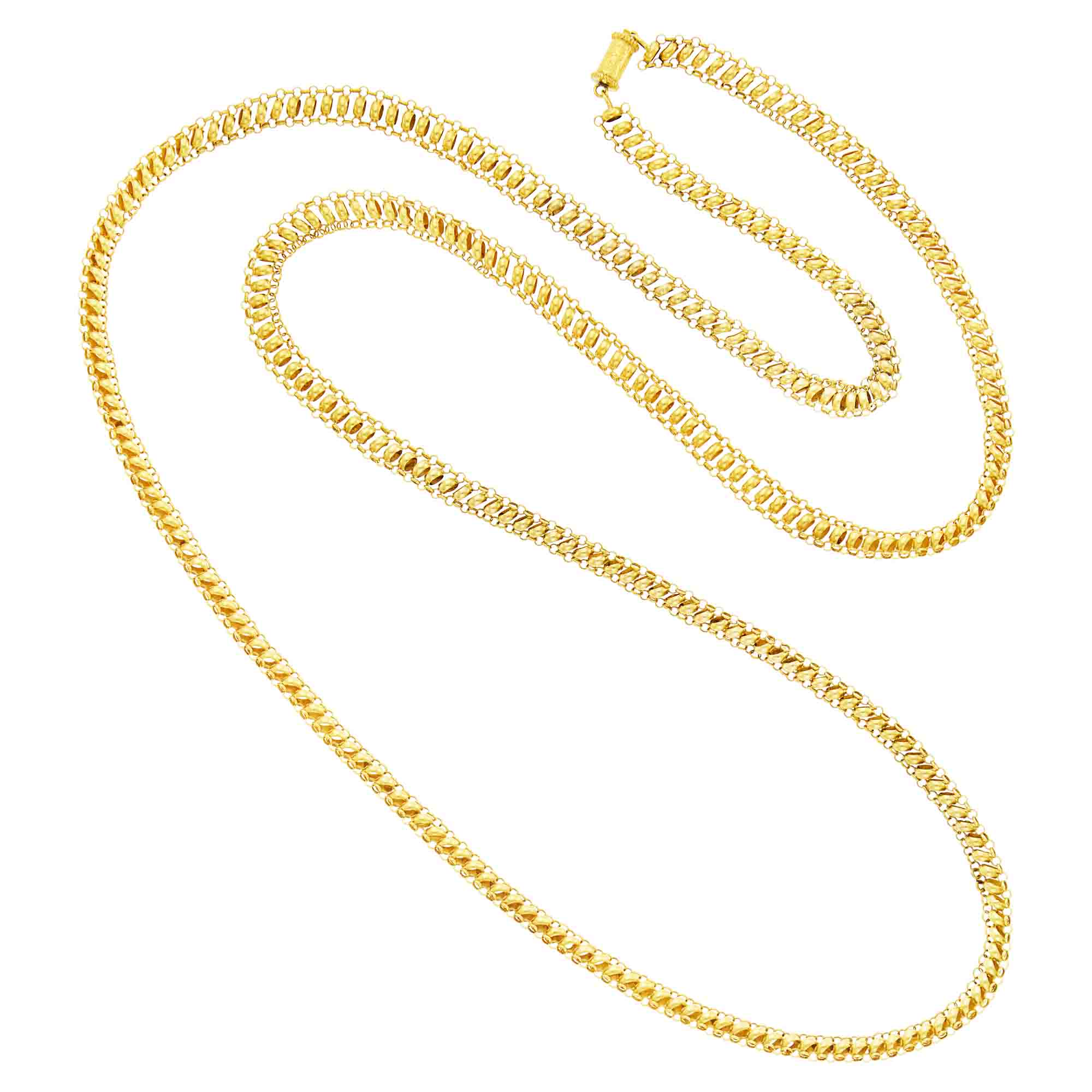Lot image - Antique Long Gold Chain Necklace