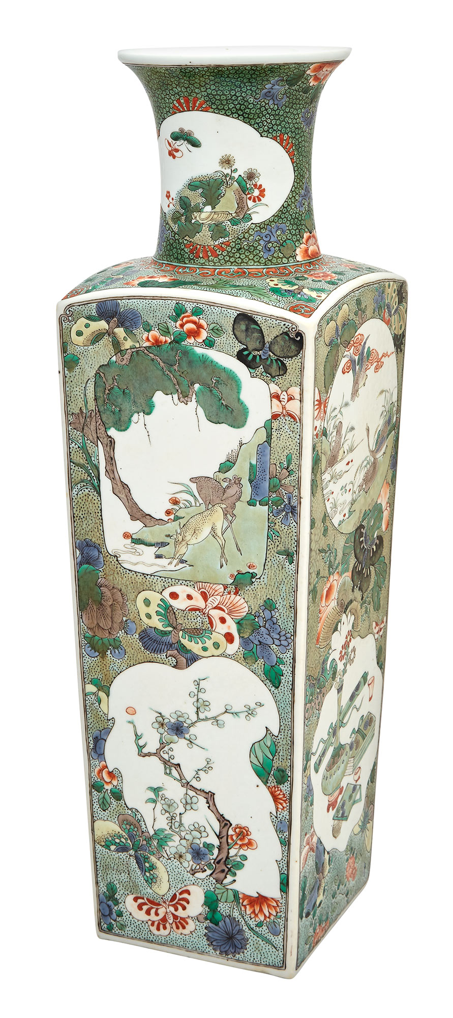 Lot image - Chinese Famille Verte Glazed Porcelain Vase