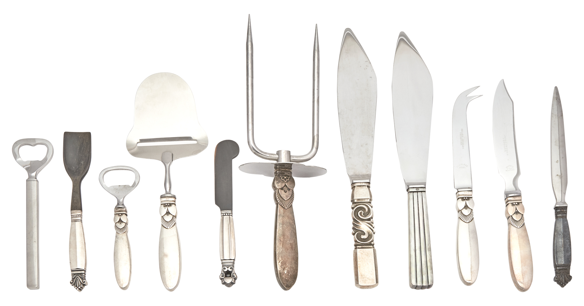 Lot image - Group of Georg Jensen Sterling Silver-Handled Serving Utensils