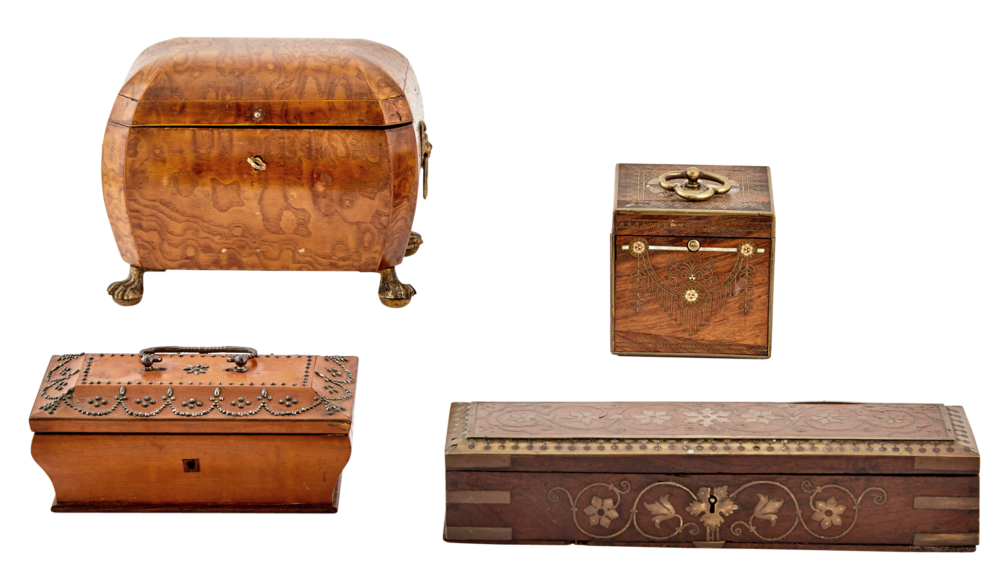 Lot image - Group of Four Continental Varied Wood Boxes