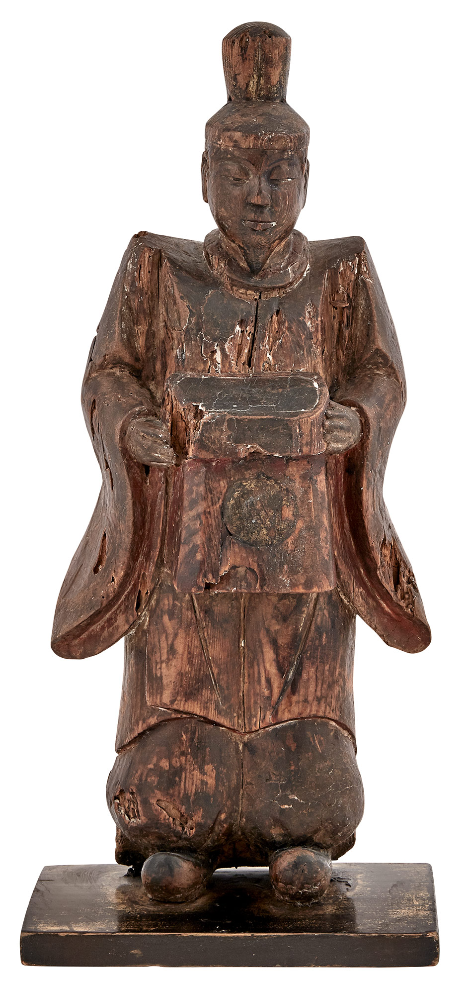 Lot image - Japanese Wood Sculpture of a Priest