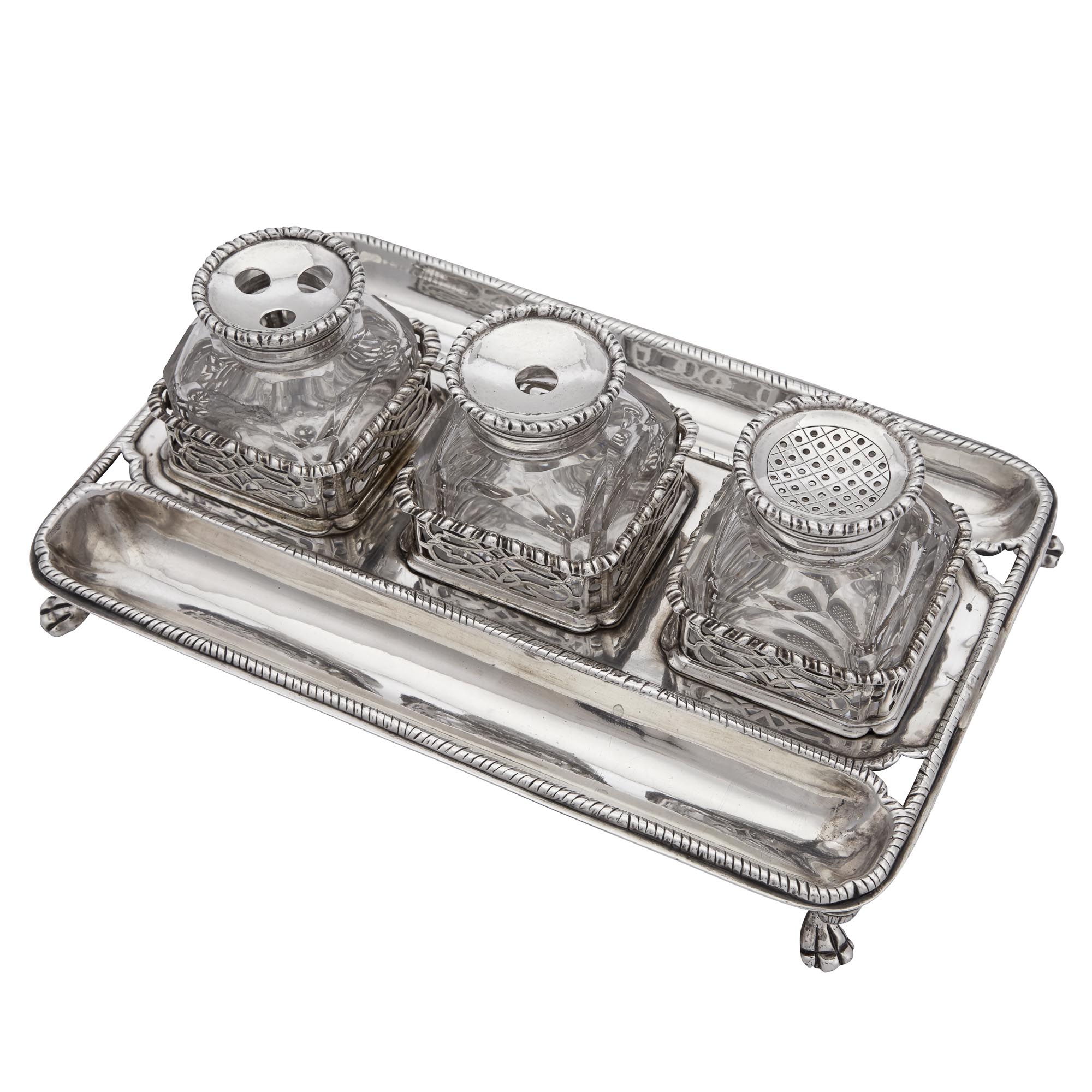 Lot image - George III Sterling Silver Inkstand