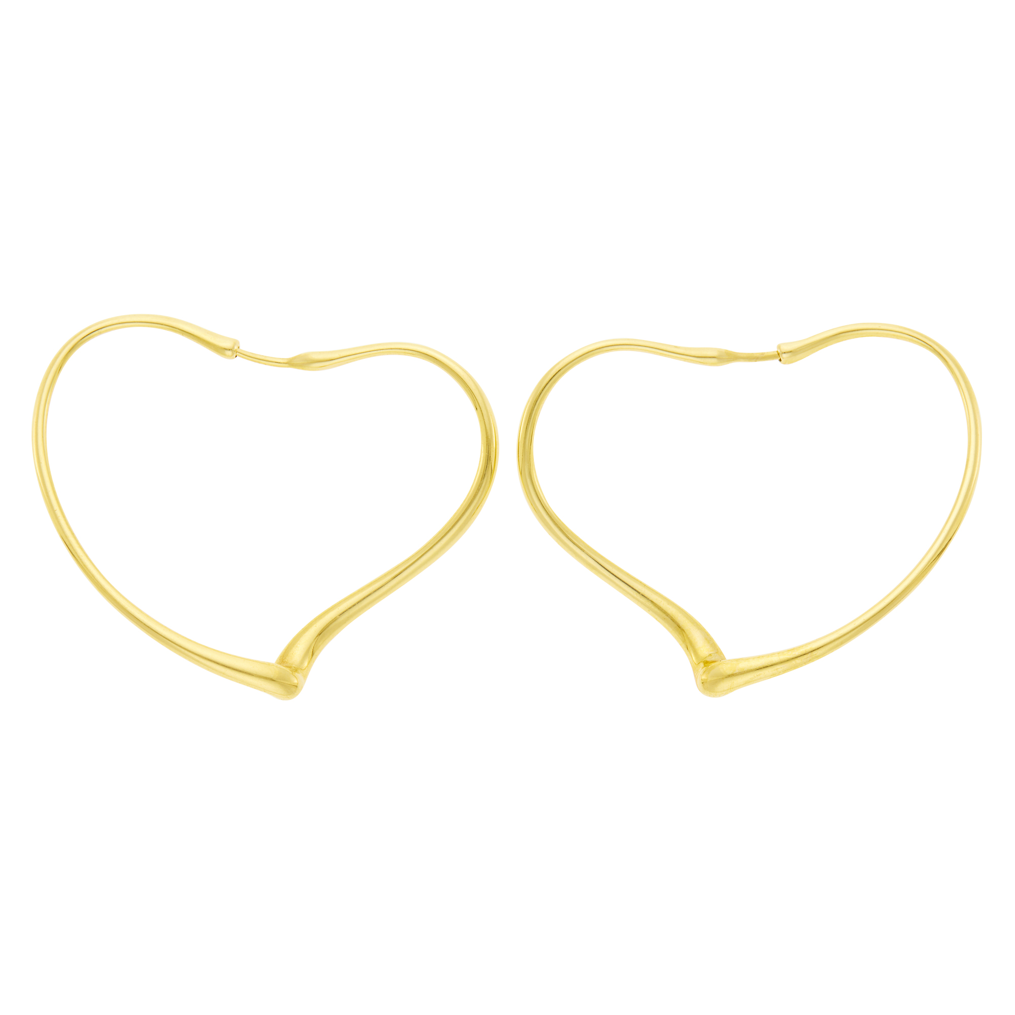 Lot image - Tiffany & Co., Elsa Peretti Pair of Gold Heart Hoop Earrings
