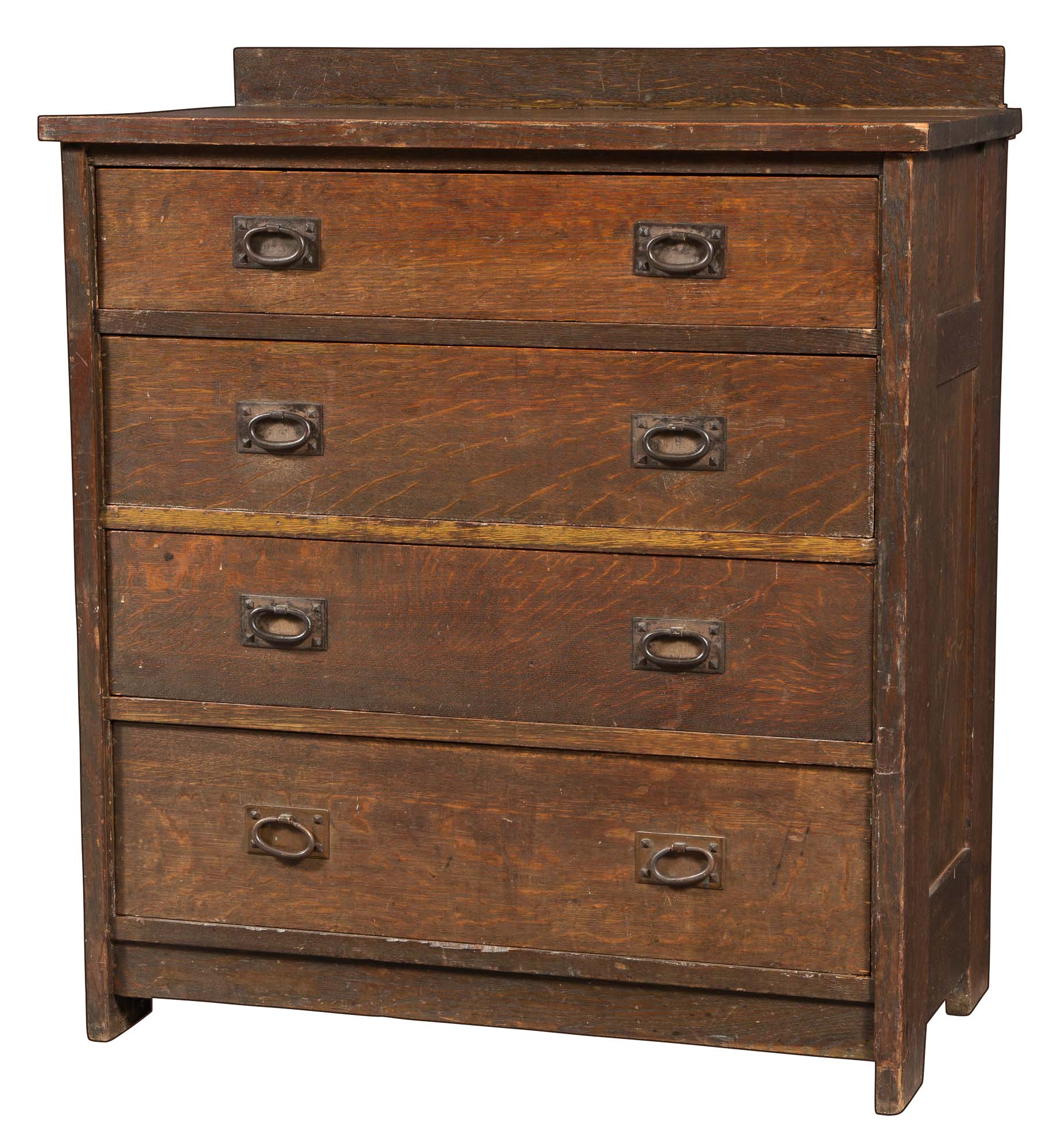 Lot image - Gustav Stickley Arts and Crafts Oak Tall Chest of Drawers