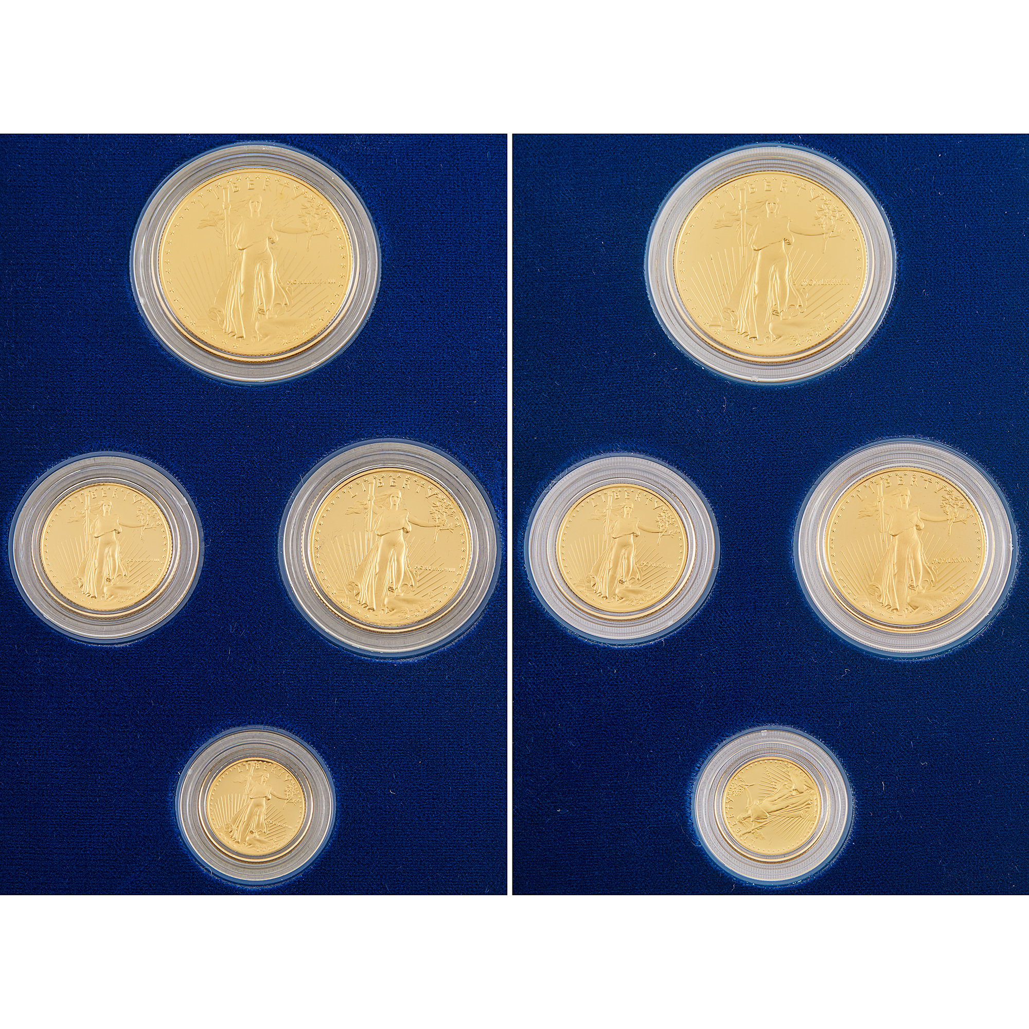 Lot image - United States Four Piece Gold Eagle Proof Sets