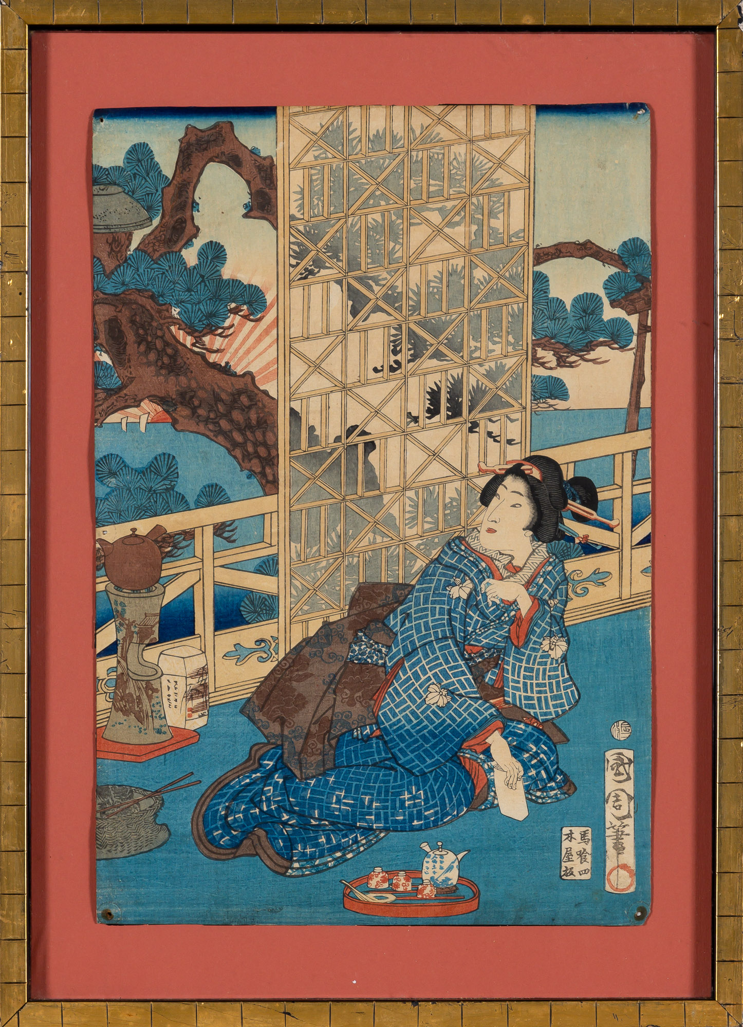 Lot image - A Japanese Utamaro - School Woodblock Print