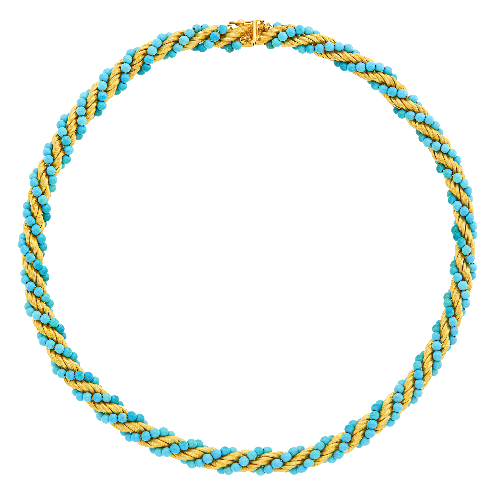 Lot image - Tiffany & Co. Gold and Turquoise Bead Necklace