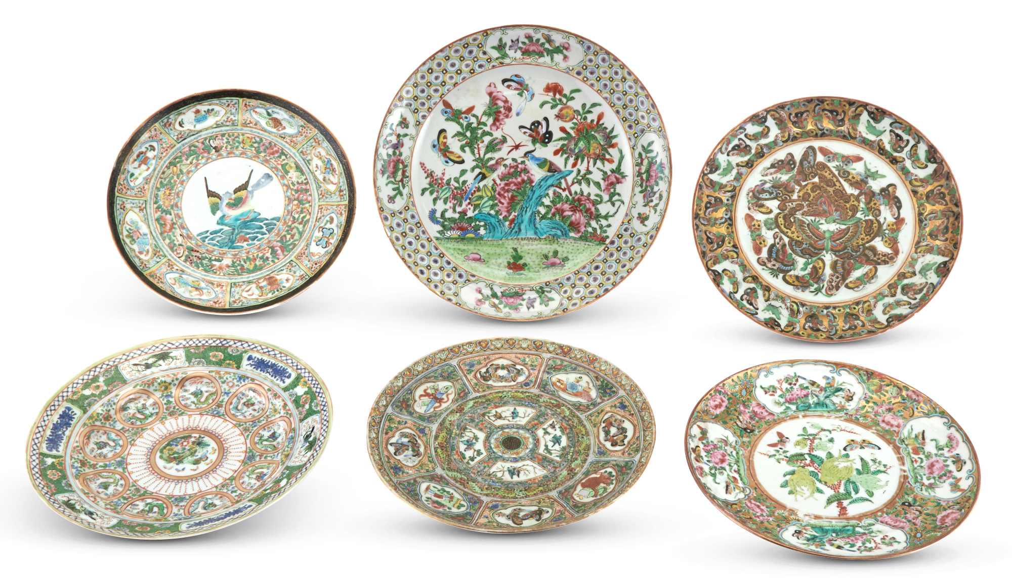 Lot image - Six Chinese Export Enameled Porcelain Plates