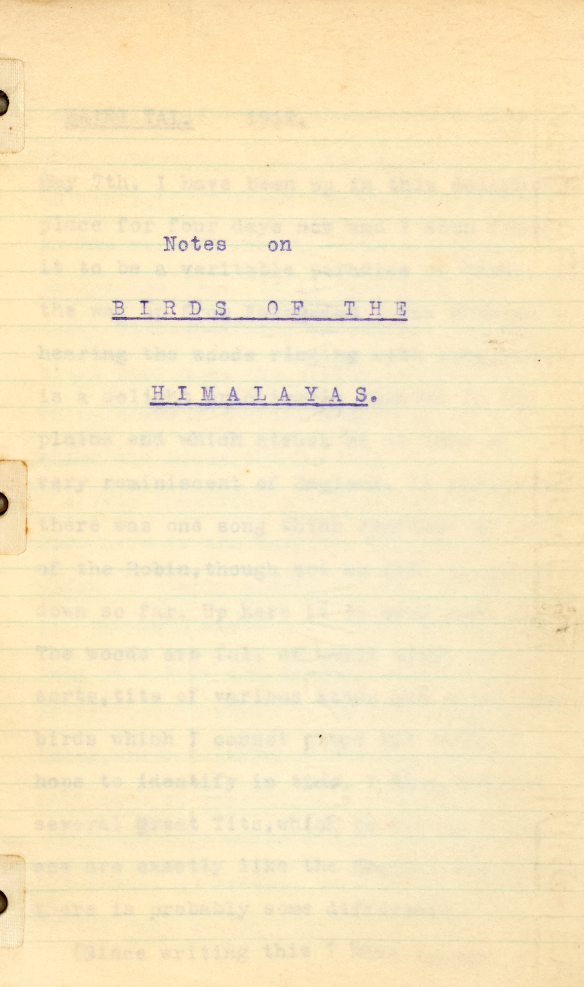 Lot image - [INDIA-ORNITHOLOGY]  WHITE, L.S. Notes on Birds of the Himalayas; Notes on Birds of Kashmir; Notes on Birds of the Plains.