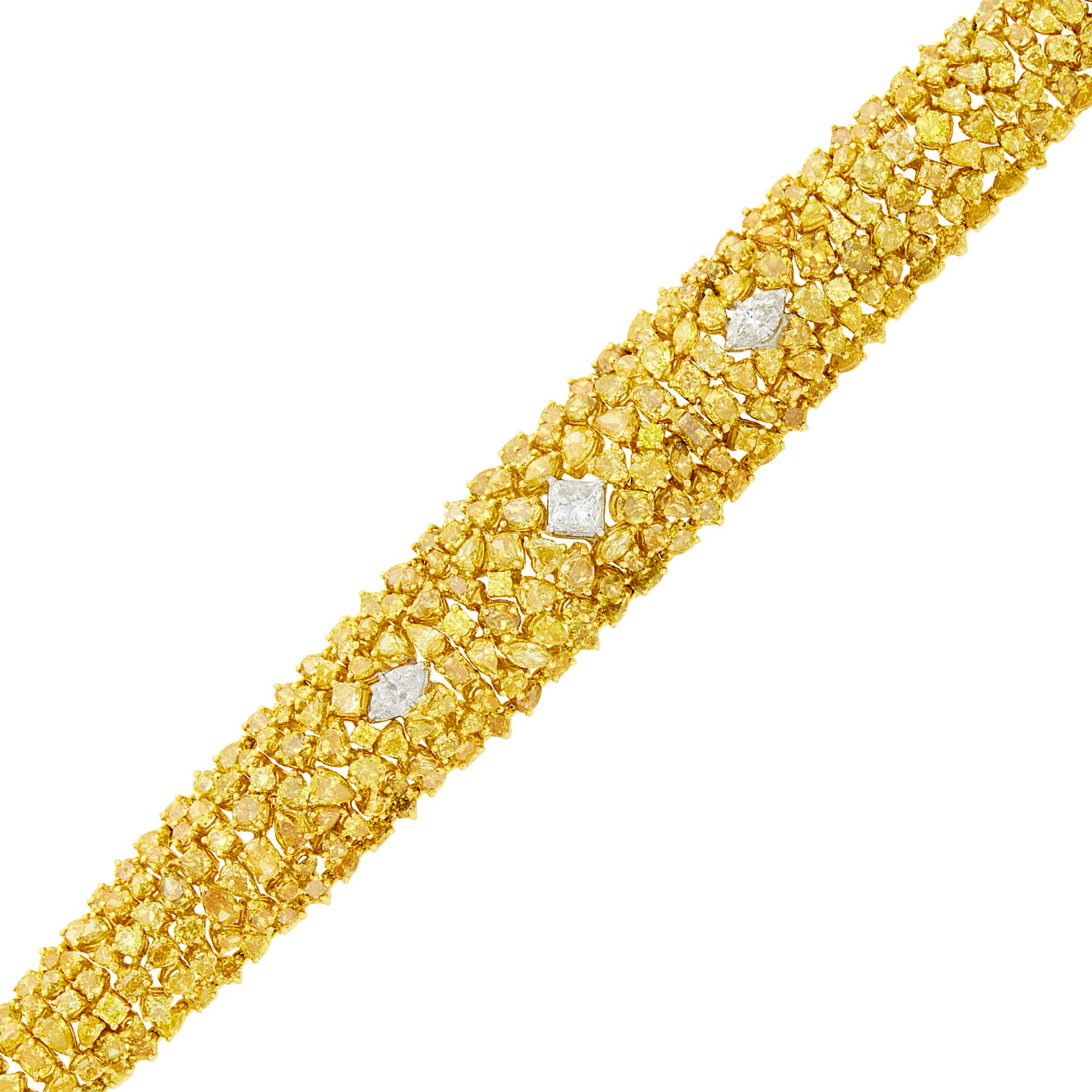 Lot image - Gold, Colored Diamond and Diamond Bracelet