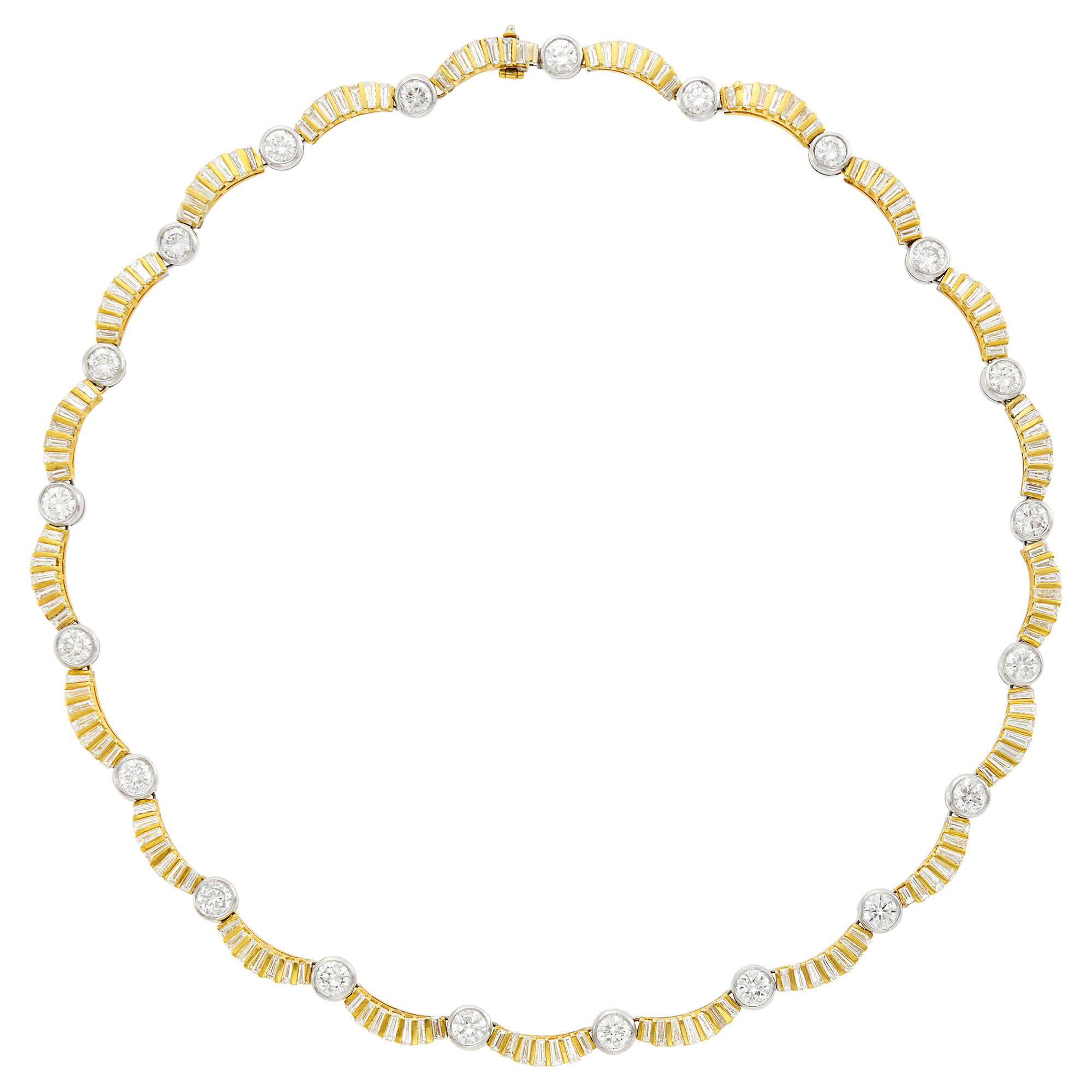 Lot image - Gold-Plated White Gold, Platinum and Diamond Necklace