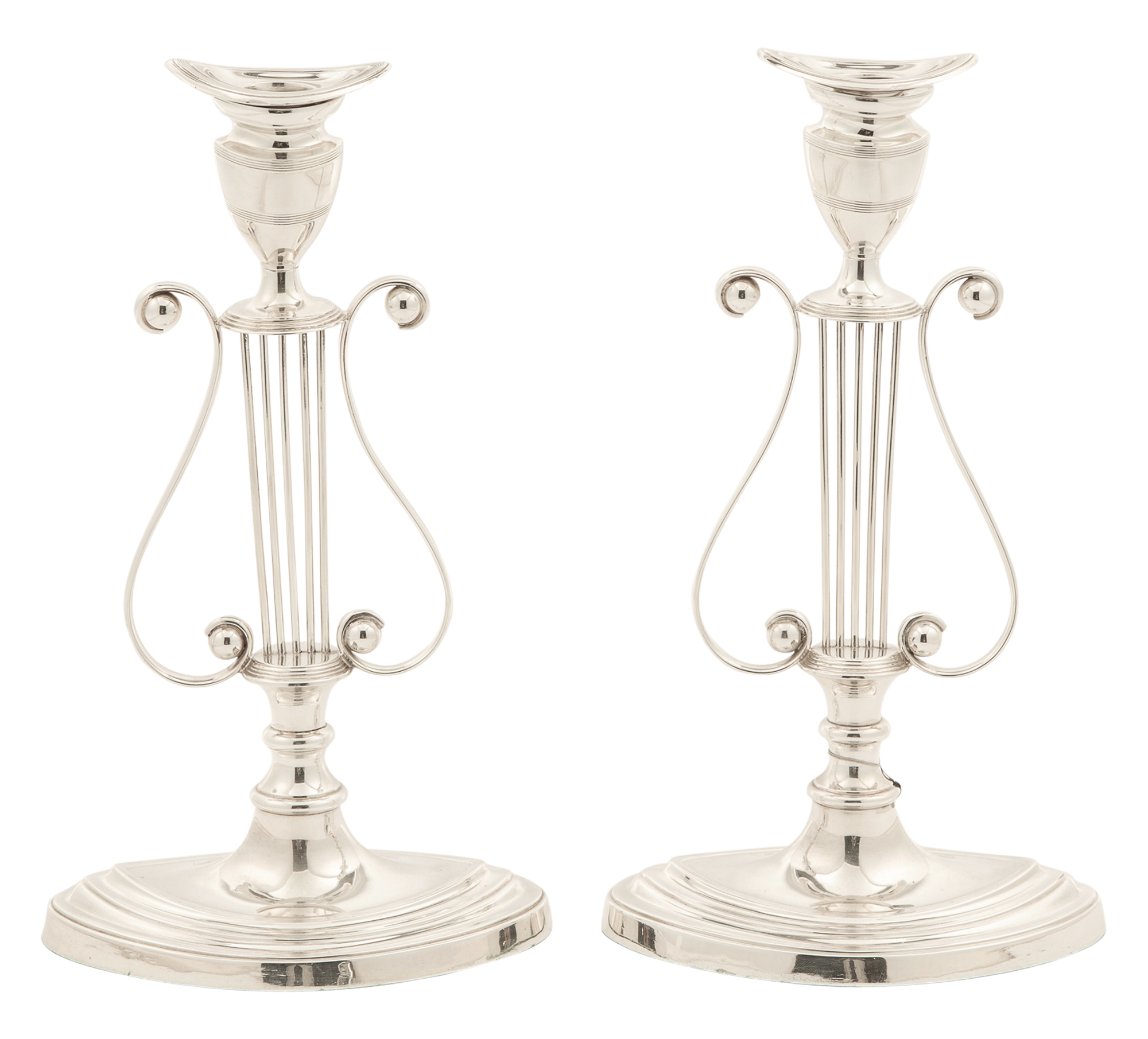 Lot image - Pair of American Silver Plated Candlesticks