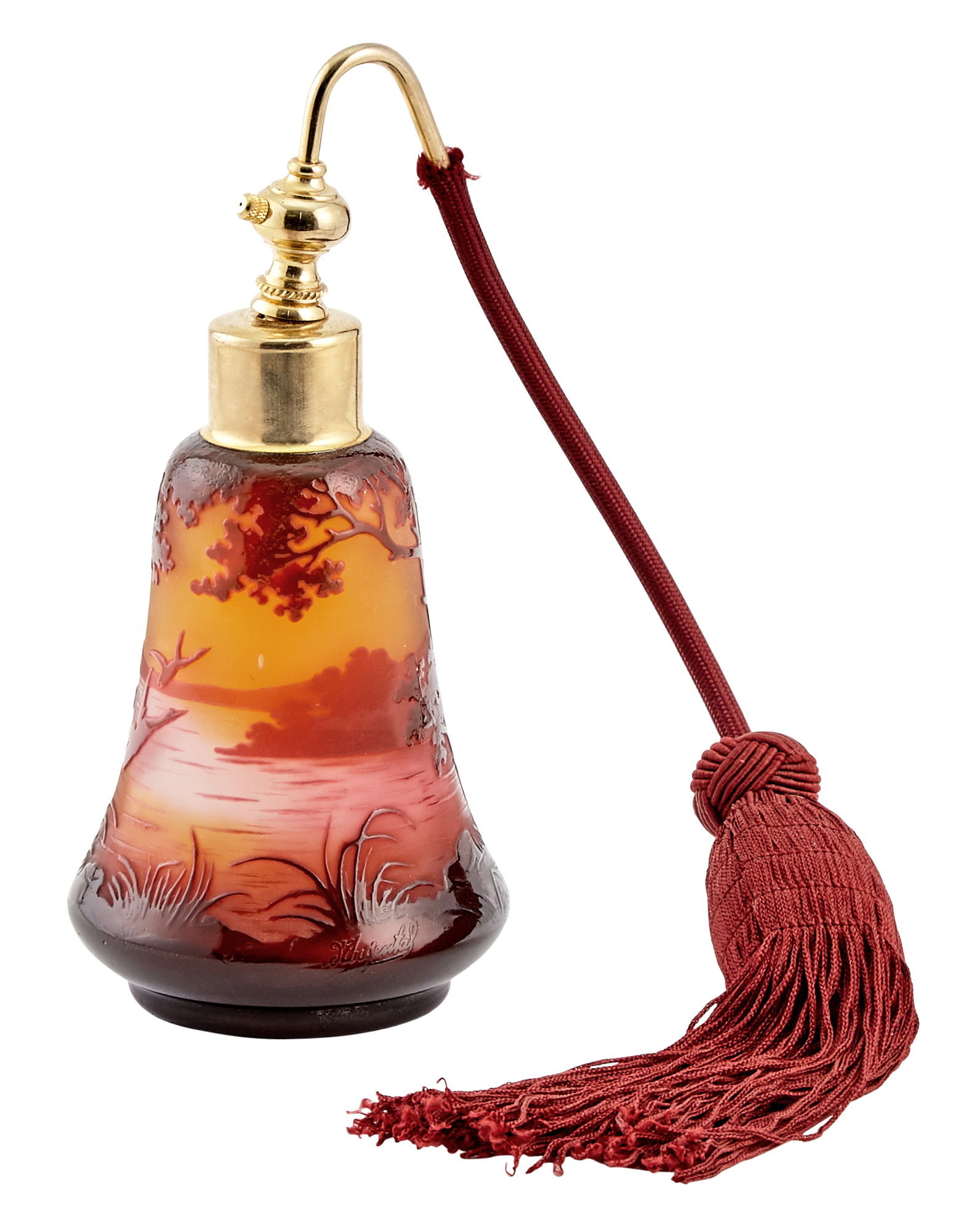 Lot image - DArgental Metal Mounted Cameo Glass Landscape Scene Atomizer