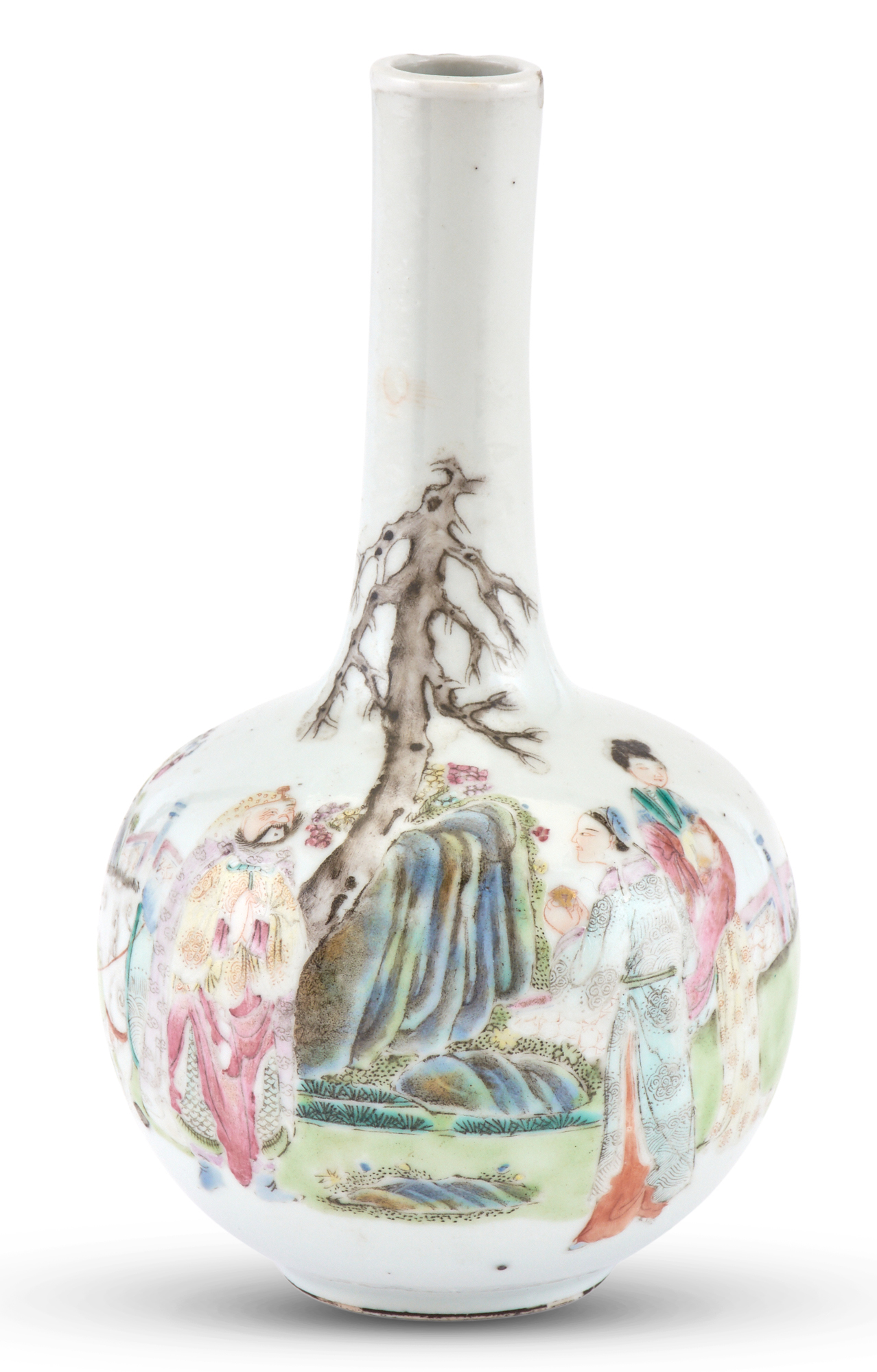 Lot image - A Chinese Enameled Porcelain Bottle Vase