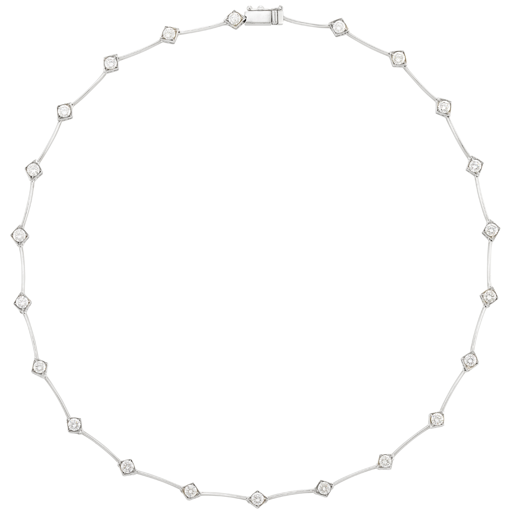 Lot image - White Gold and Diamond Necklace, Valente