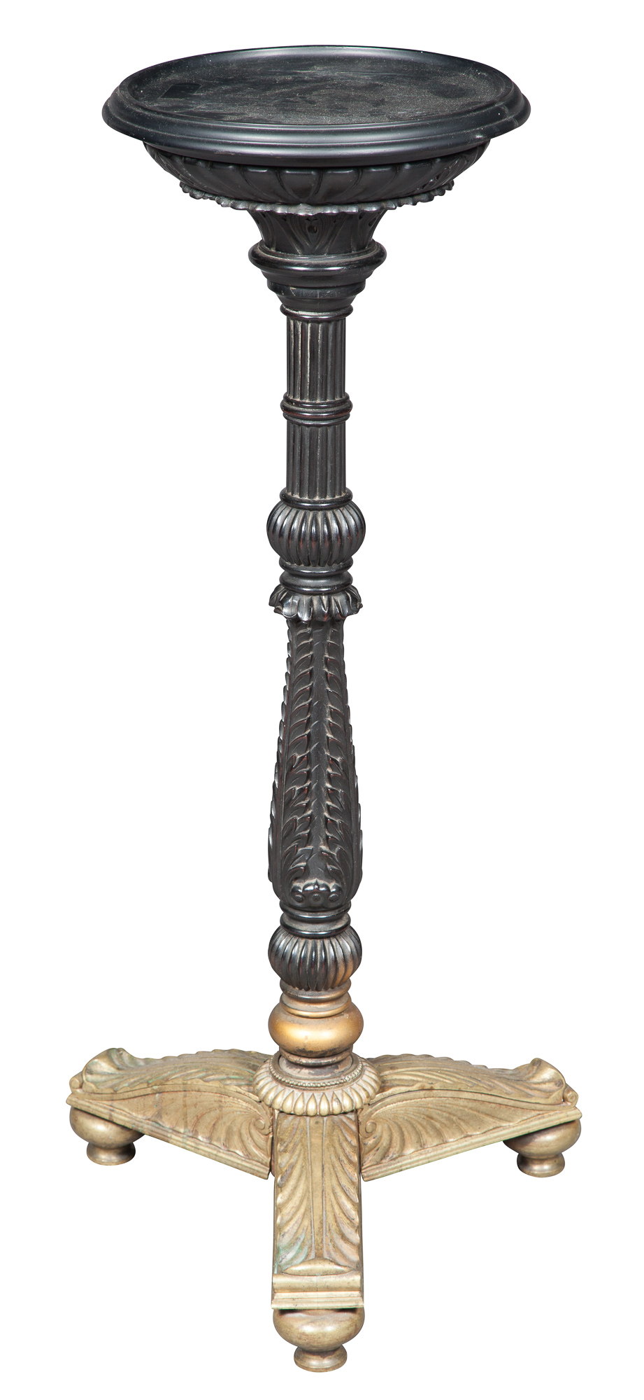 Lot image - Ebonized Wood and Brass Torchère