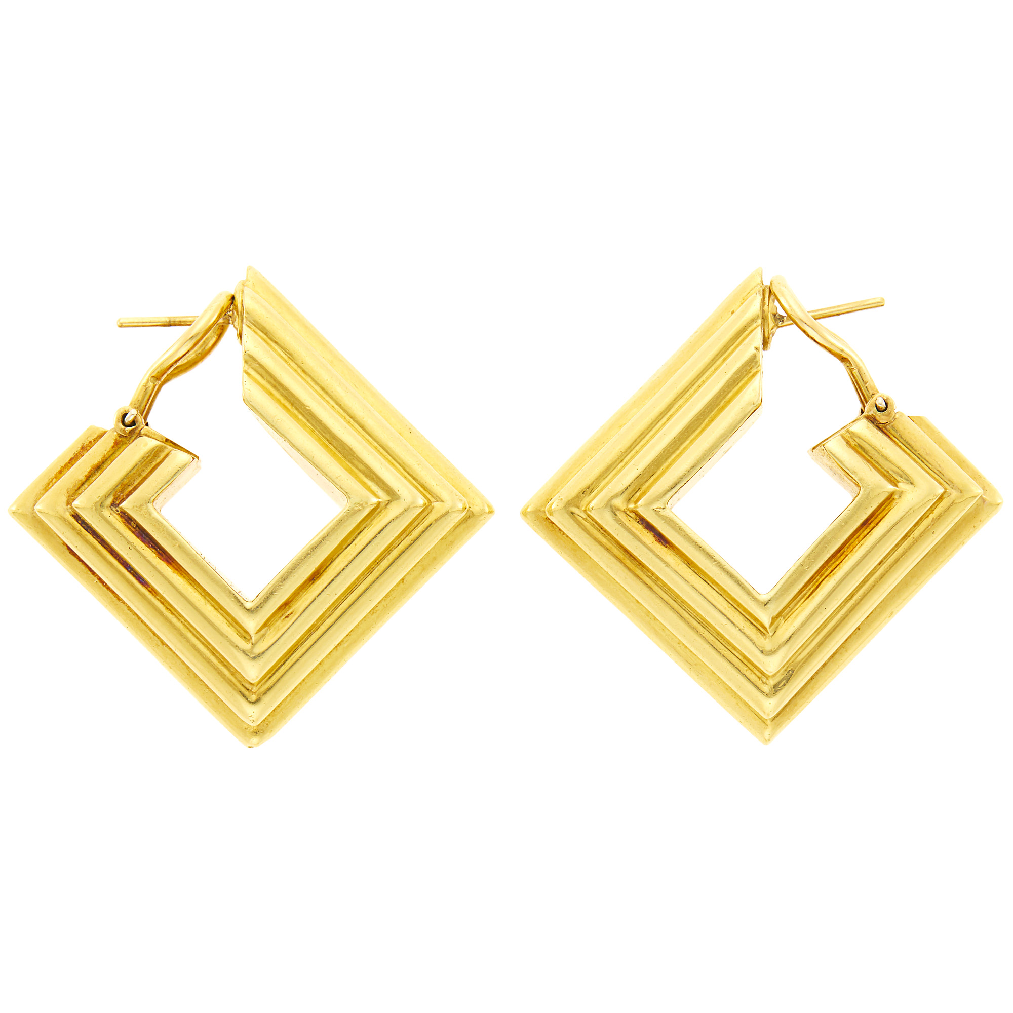 Lot image - Pair of Gold Hoop Earrings
