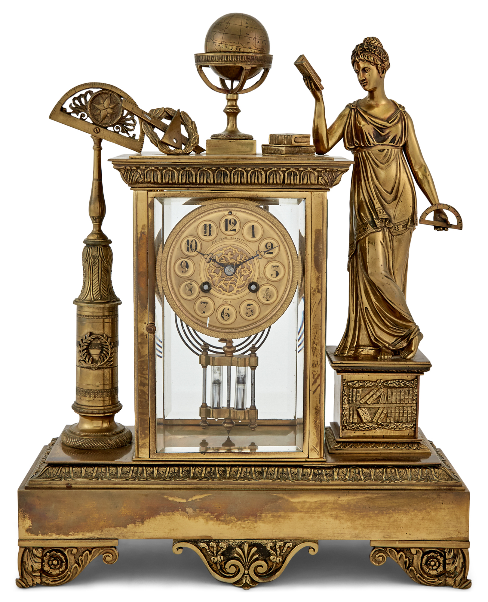 Lot image - Gilt-Bronze Mantel Clock