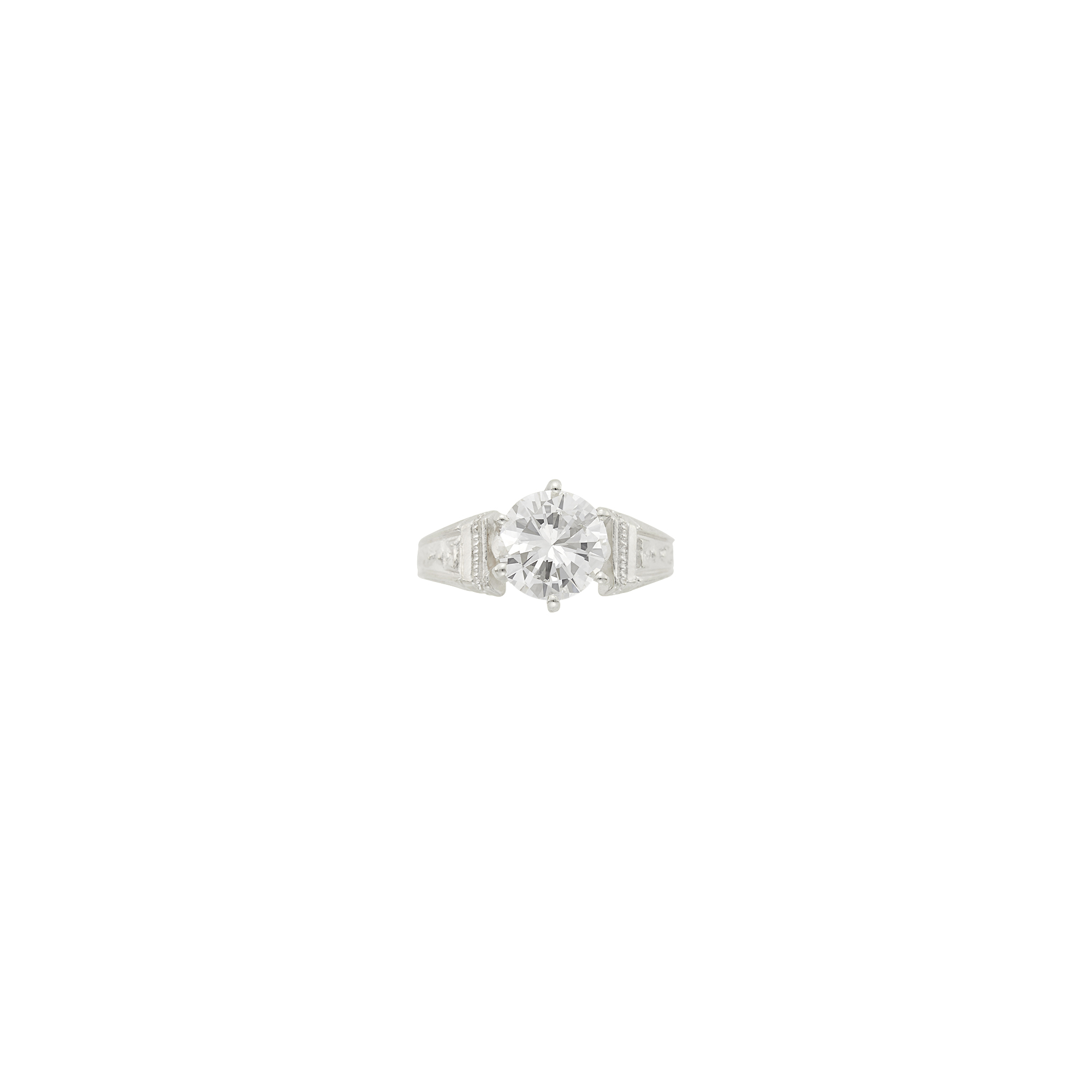 Lot image - Silver and Laser-Drilled Diamond Ring