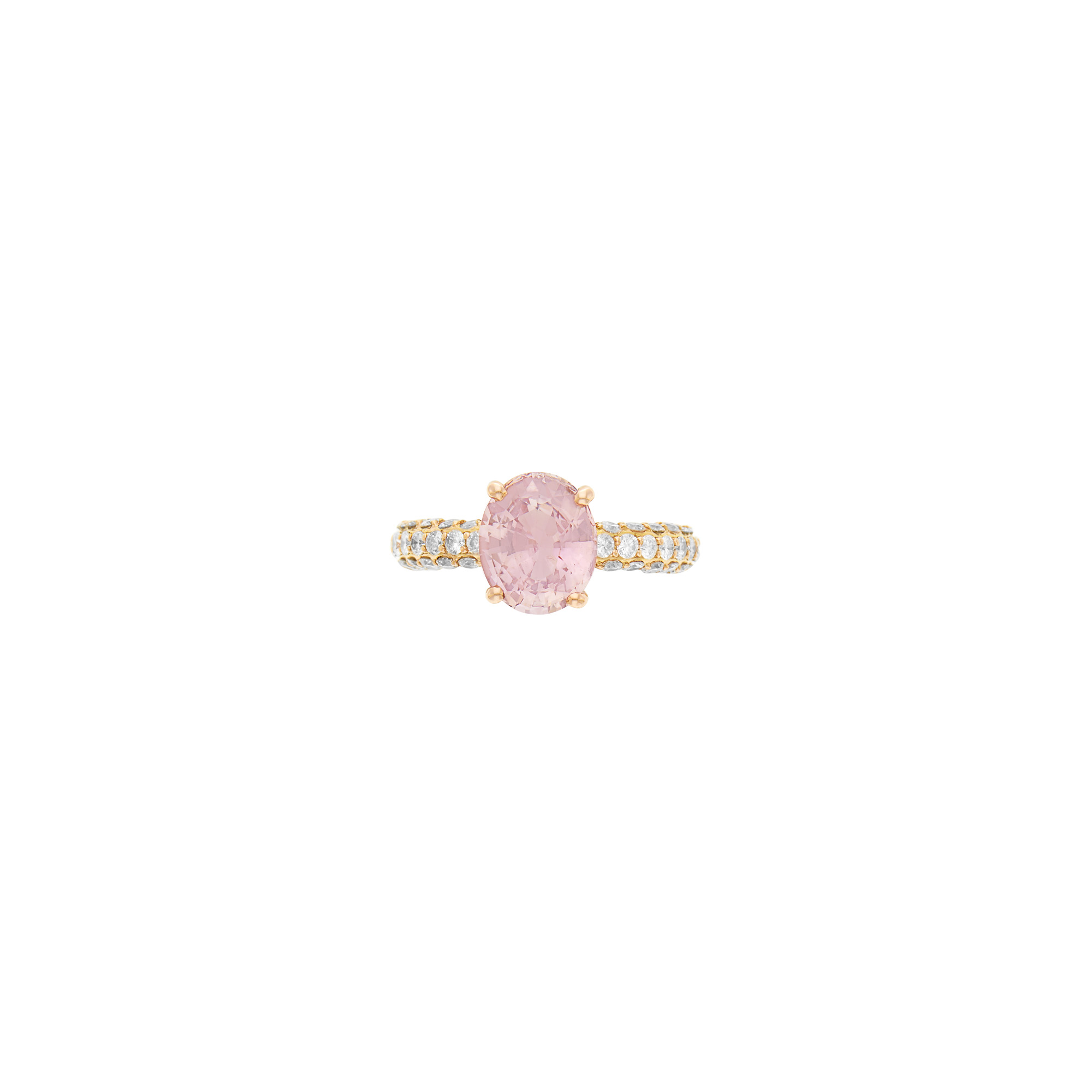 Lot image - Rose Gold, Padparadscha Sapphire and Diamond Ring