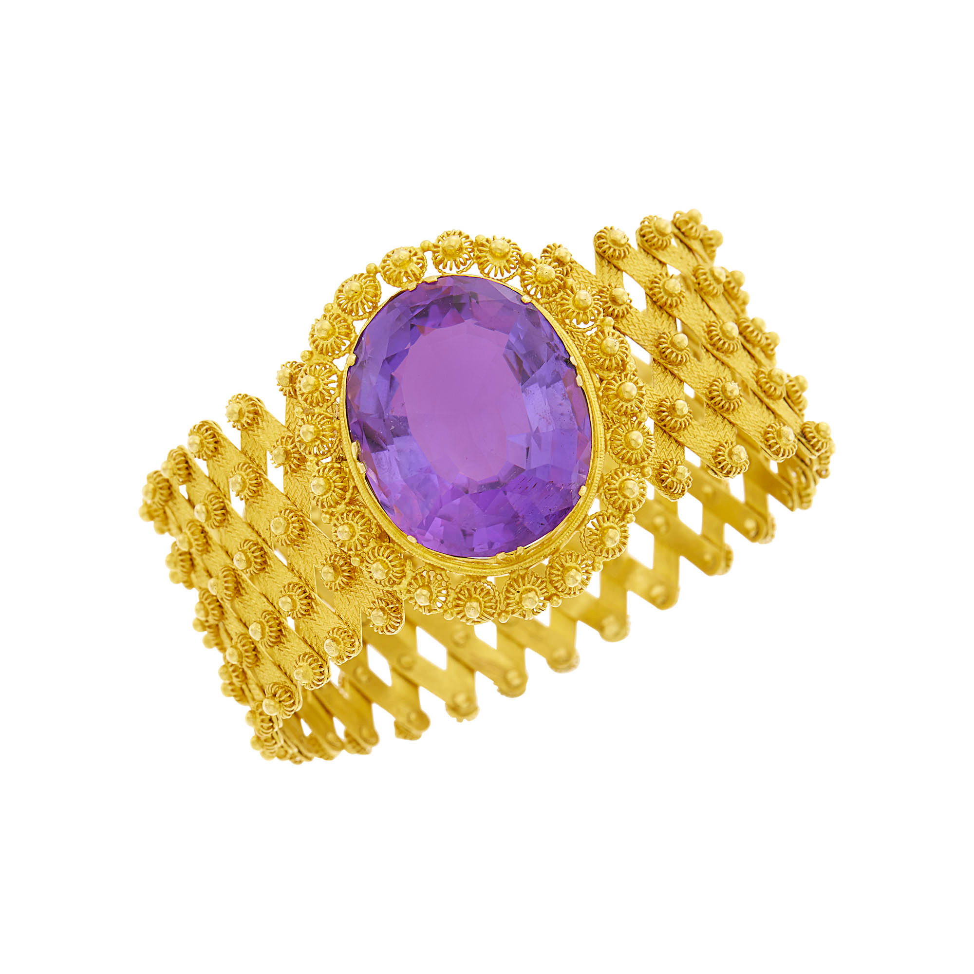 Lot image - Antique Gold and Amethyst Expandable Bracelet