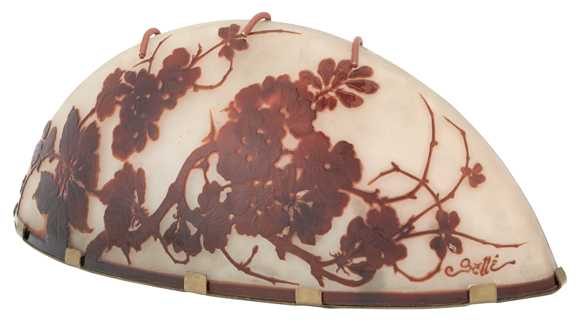 Lot image - Gallé Acid-Etched Double Layer Floral Decorated Cameo Glass Sconce