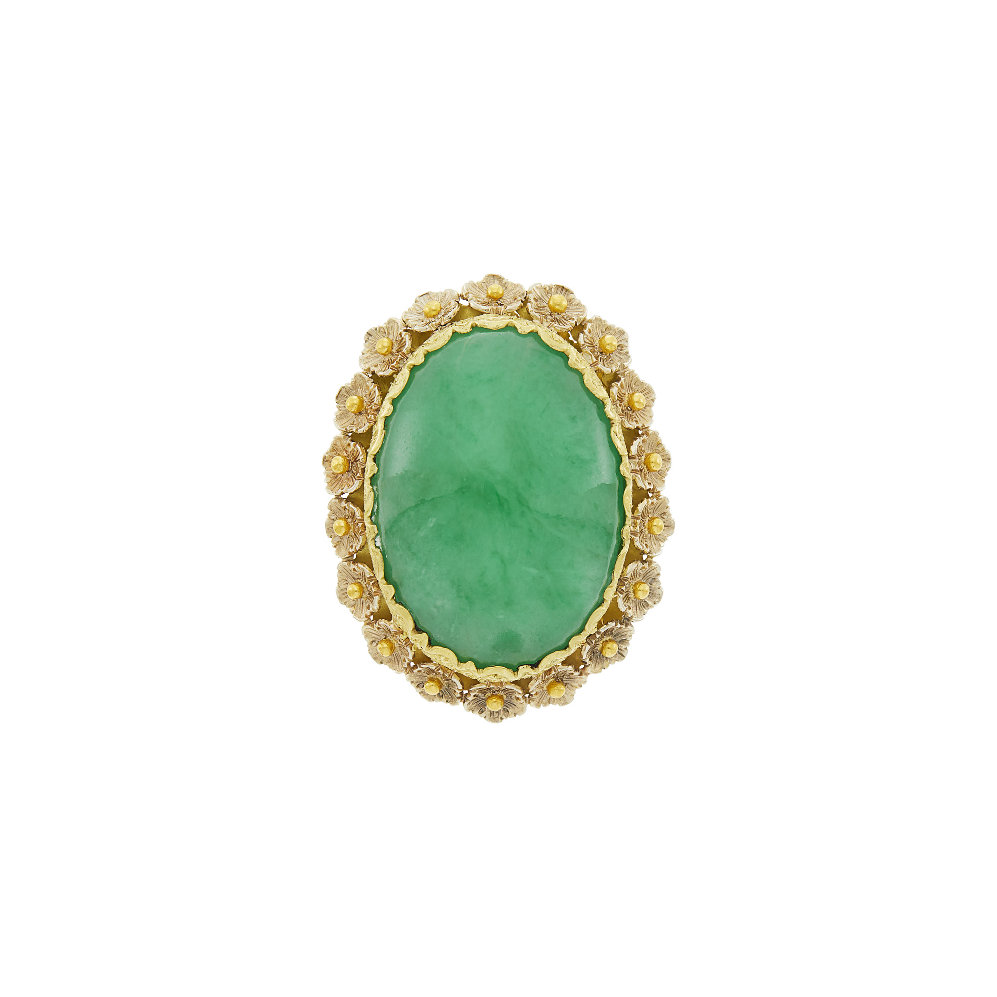 Lot image - Tricolor Gold and Jade Ring