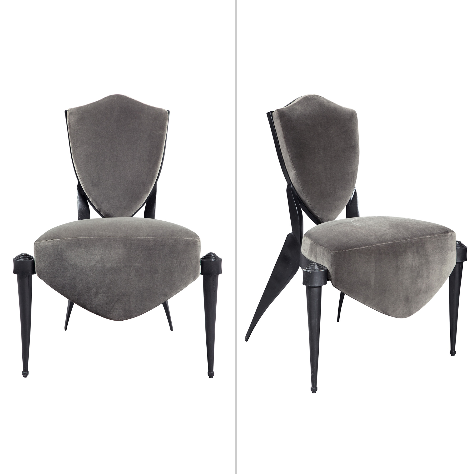 Lot image - Pair of André Dubreuil Upholstered Painted Aluminum Trévise