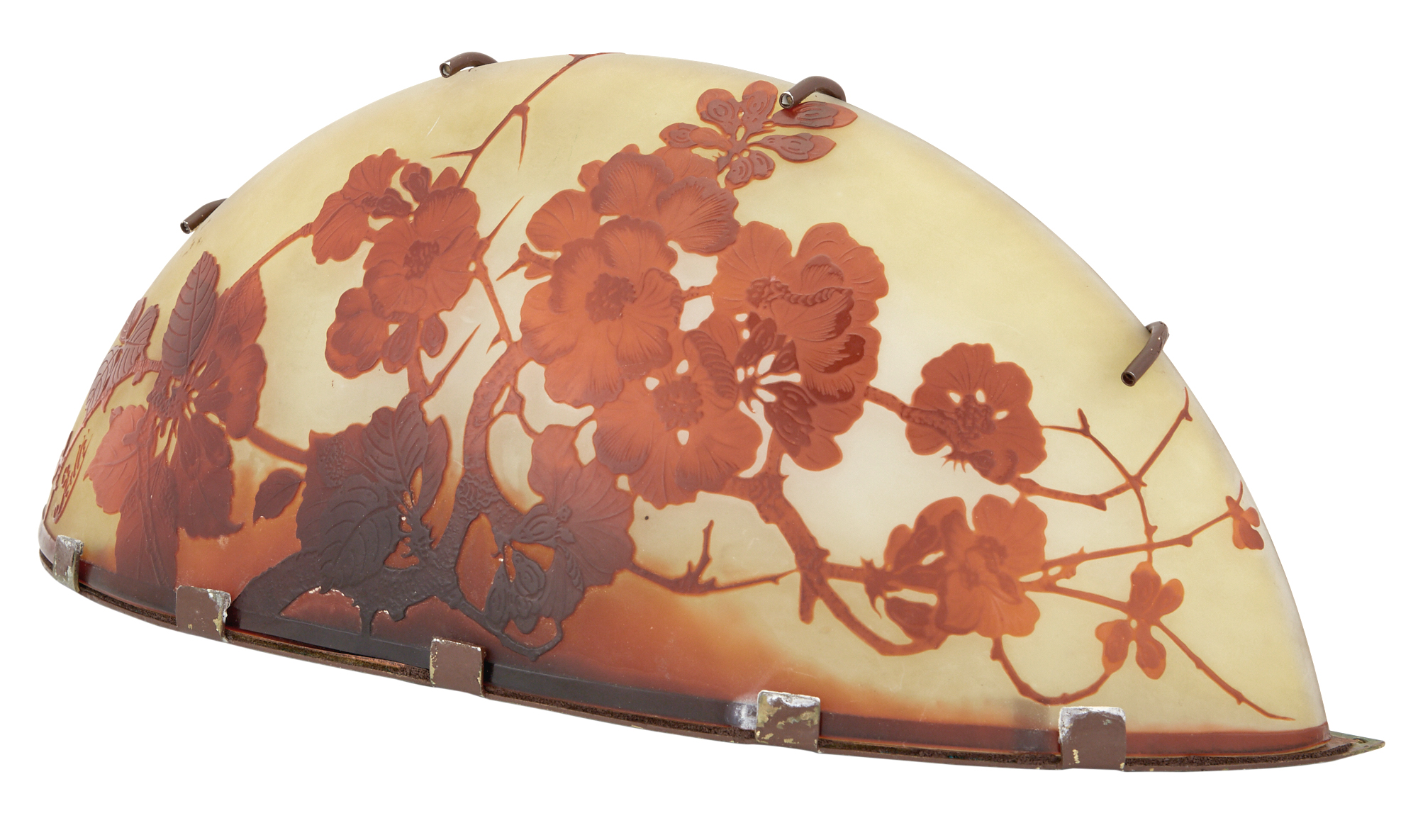 Lot image - Gallé Acid-Etched Double Layer Floral Decorated Cameo Glass Sconce