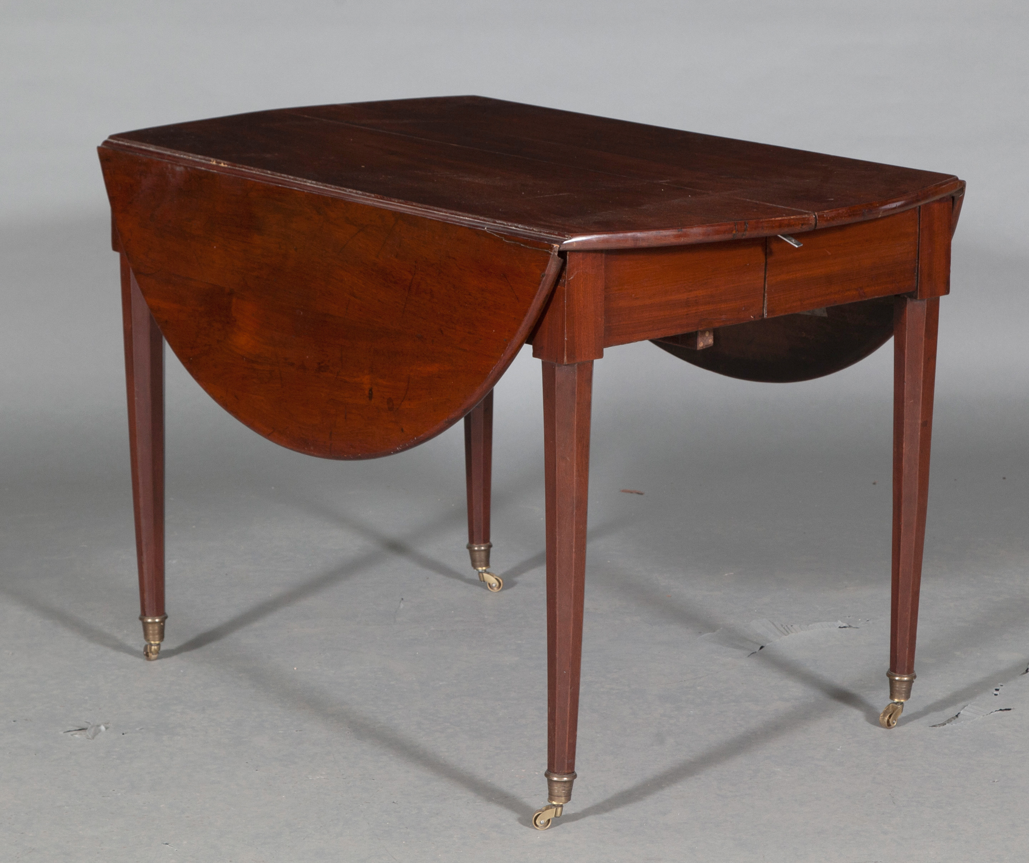 Lot image - Louis XVI Style Mahogany Drop-Leaf Extension Dining Table