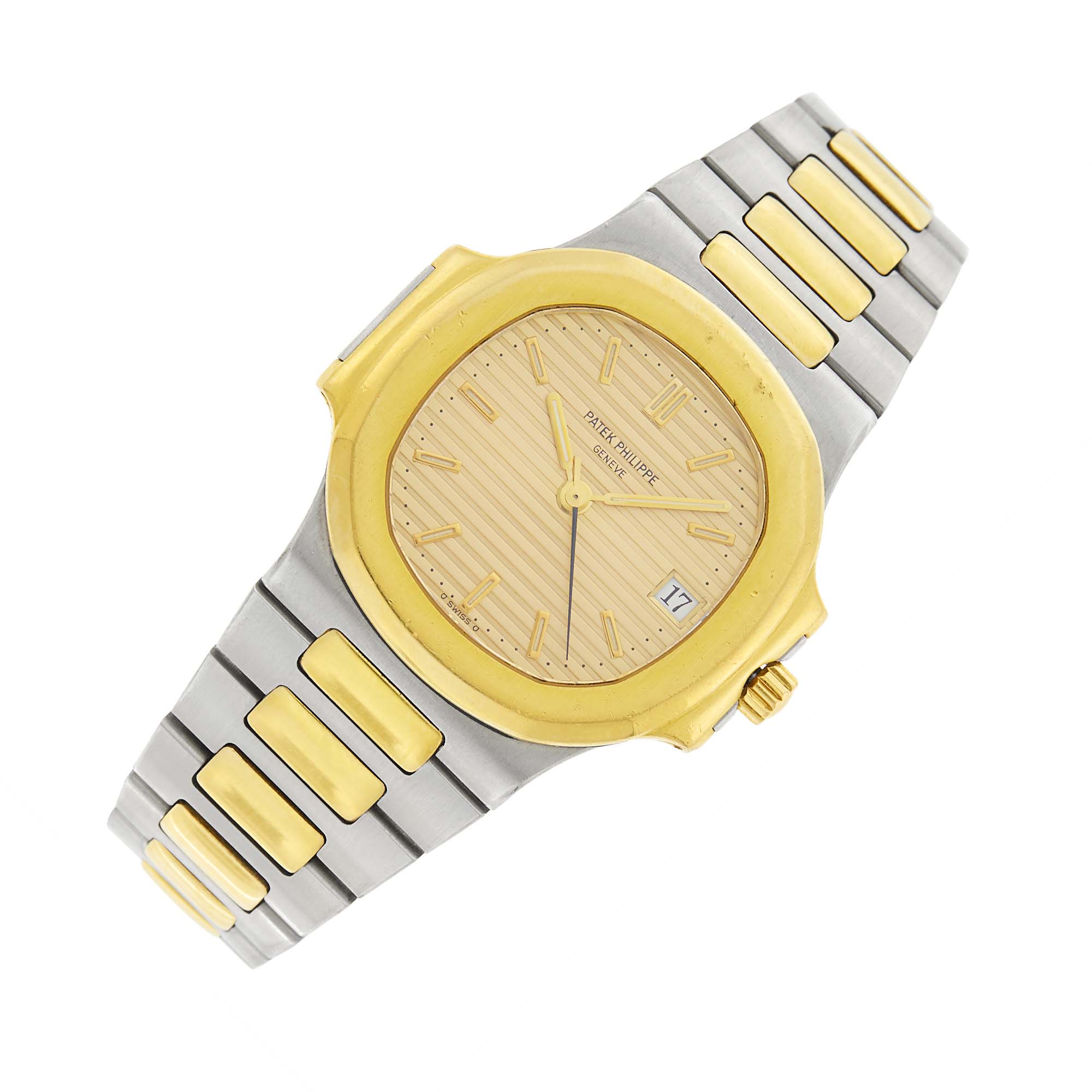 Lot image - Patek Philippe Gentlemans Stainless Steel and Gold Nautilus Wristwatch, Ref. 3800