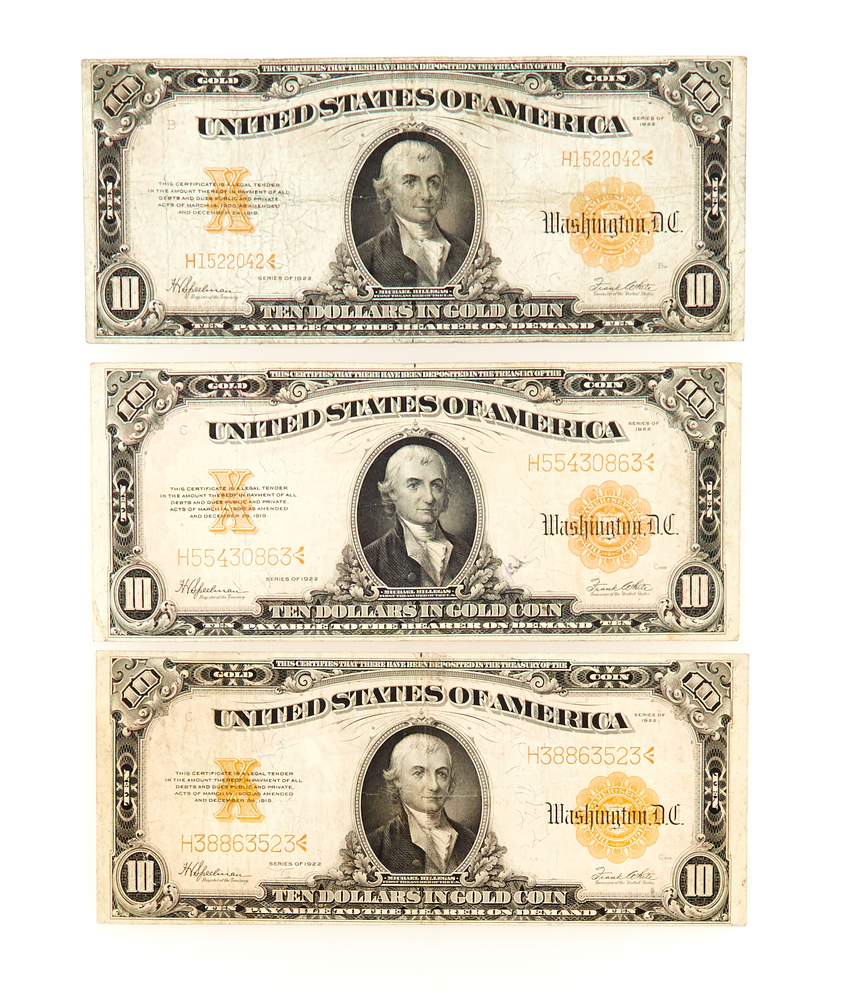 Lot image - United States 10 Dollar Gold Certificates Fr. 1173