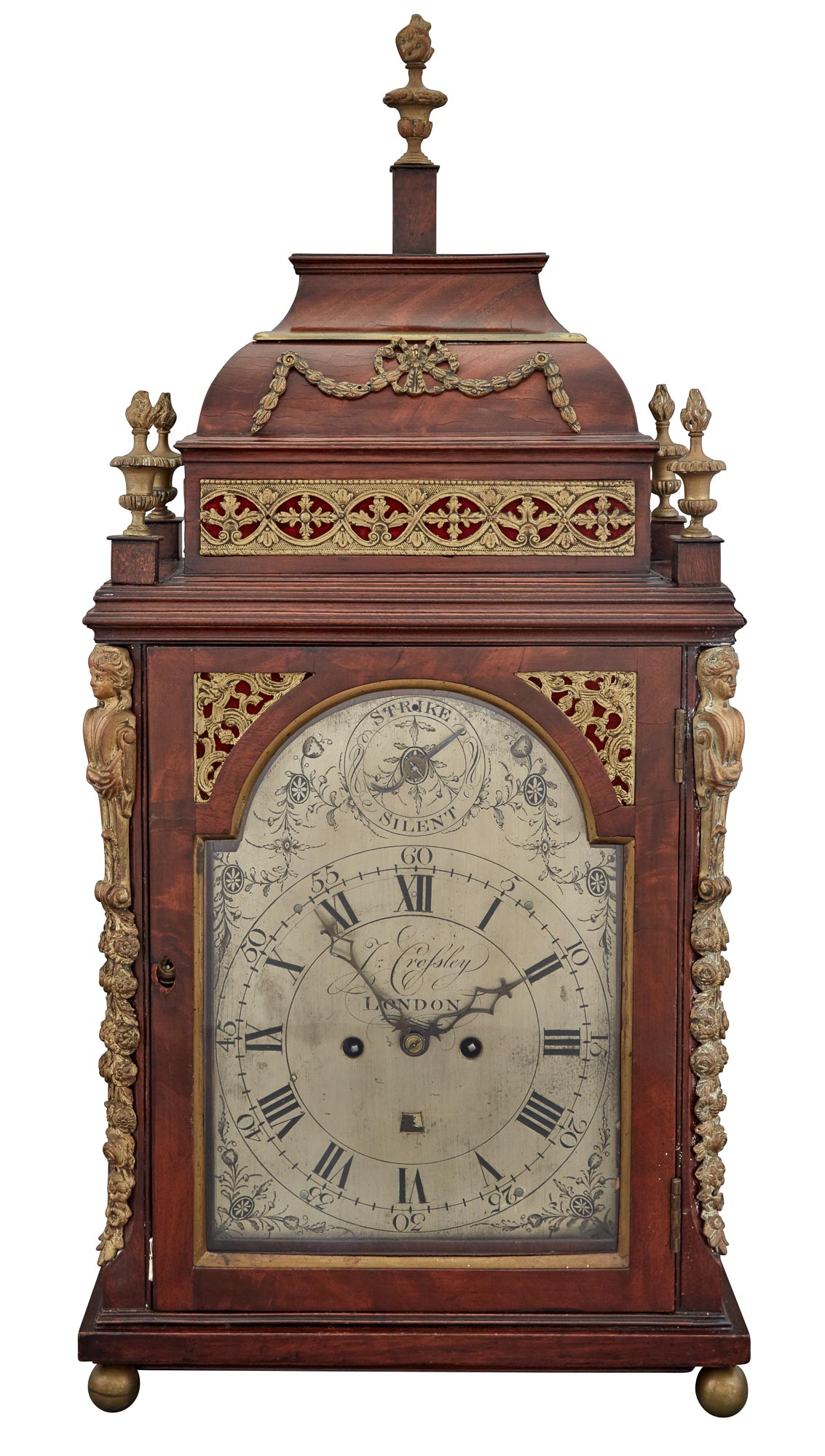 Lot image - George III Brass-Mounted Mahogany Table Clock